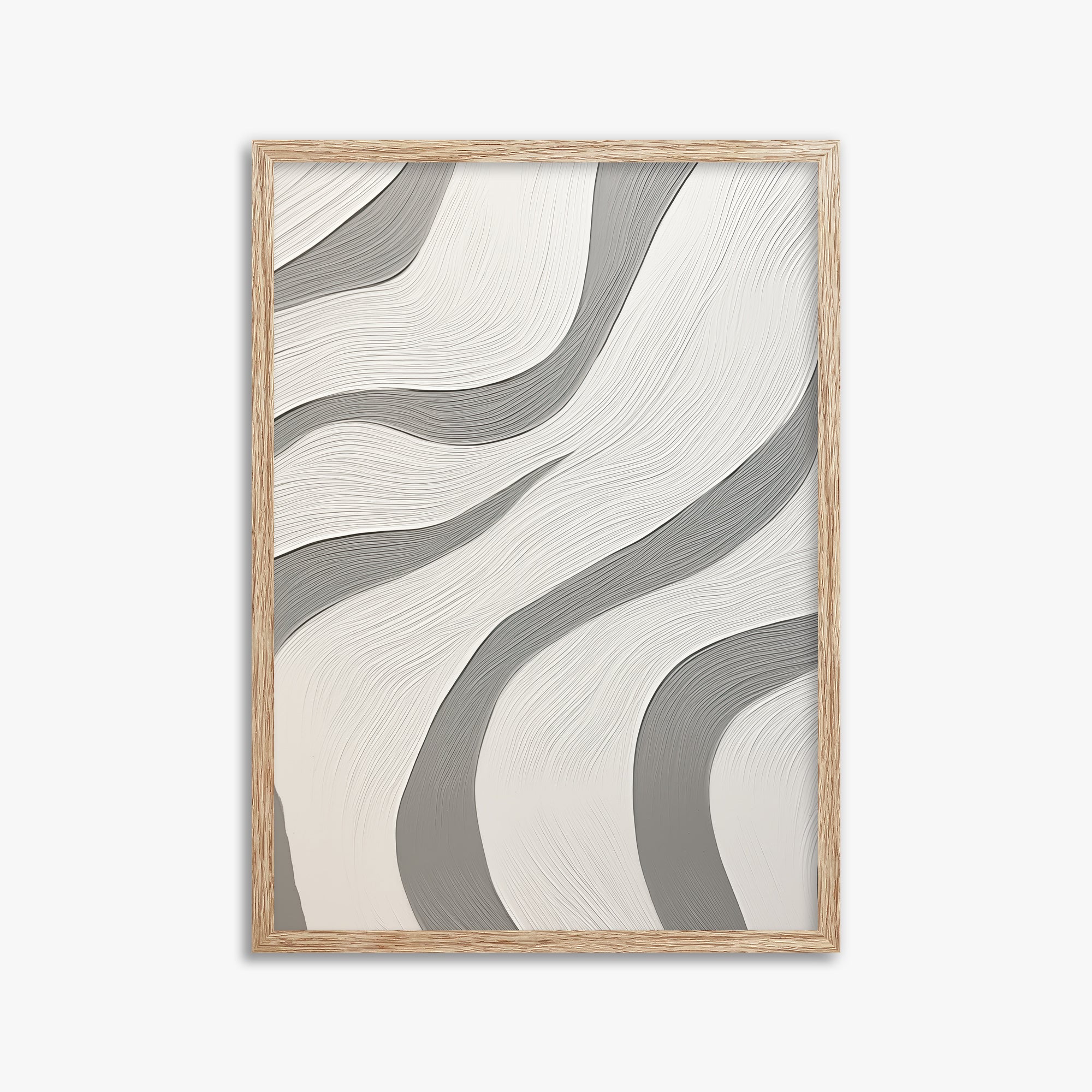 Silver Waves Serenity, 50x70cm Framed Poster With Raw Oak Frame