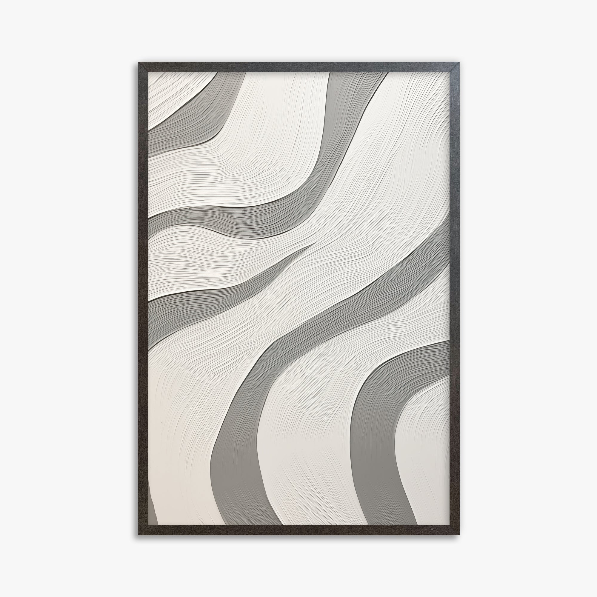 Silver Waves Serenity, 61x91cm Framed Poster With Espresso Frame