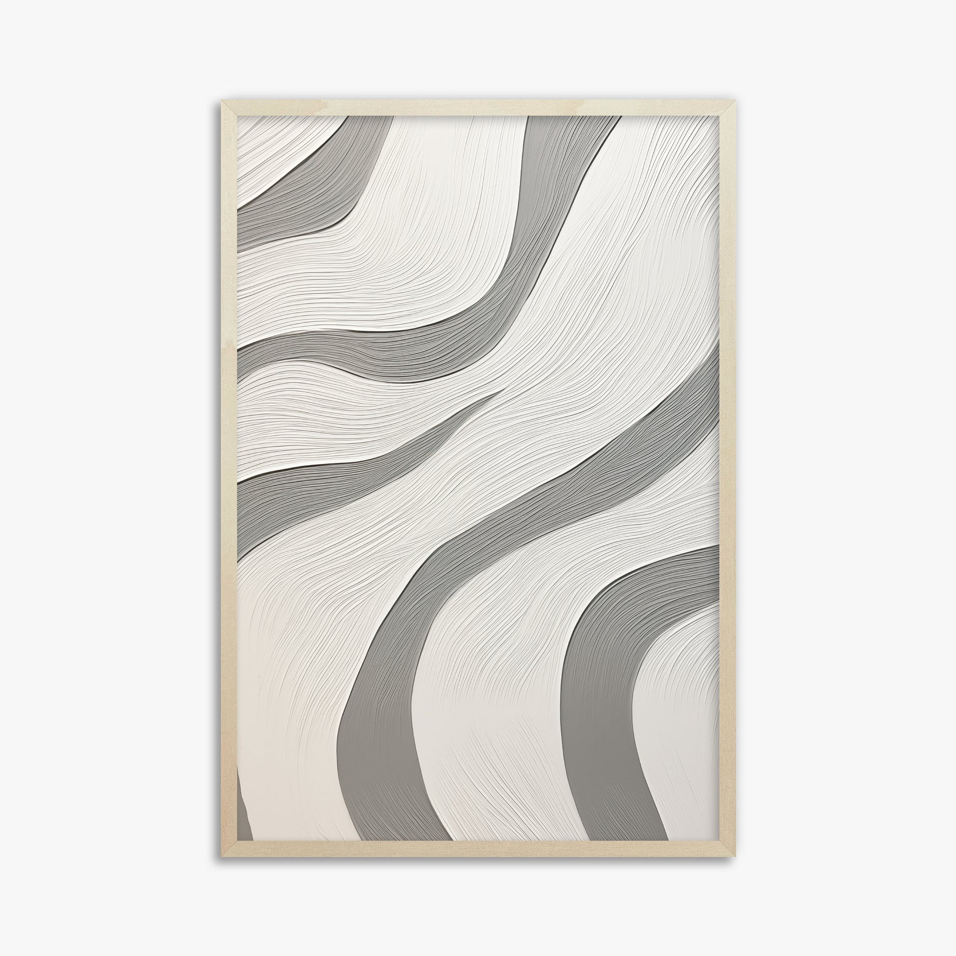 Silver Waves Serenity, 61x91cm Framed Poster With Lime Wood Frame