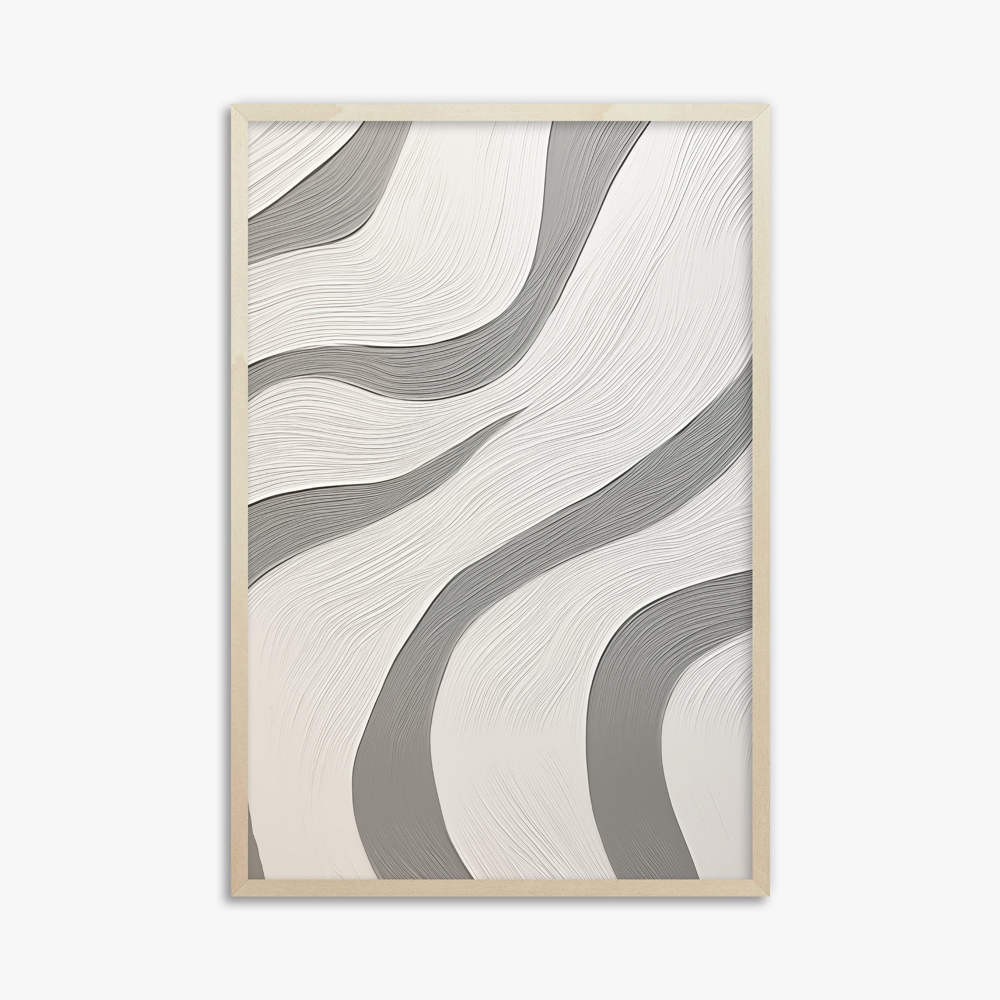 Silver Waves Serenity, 61x91cm Framed Poster With Lime Wood Frame