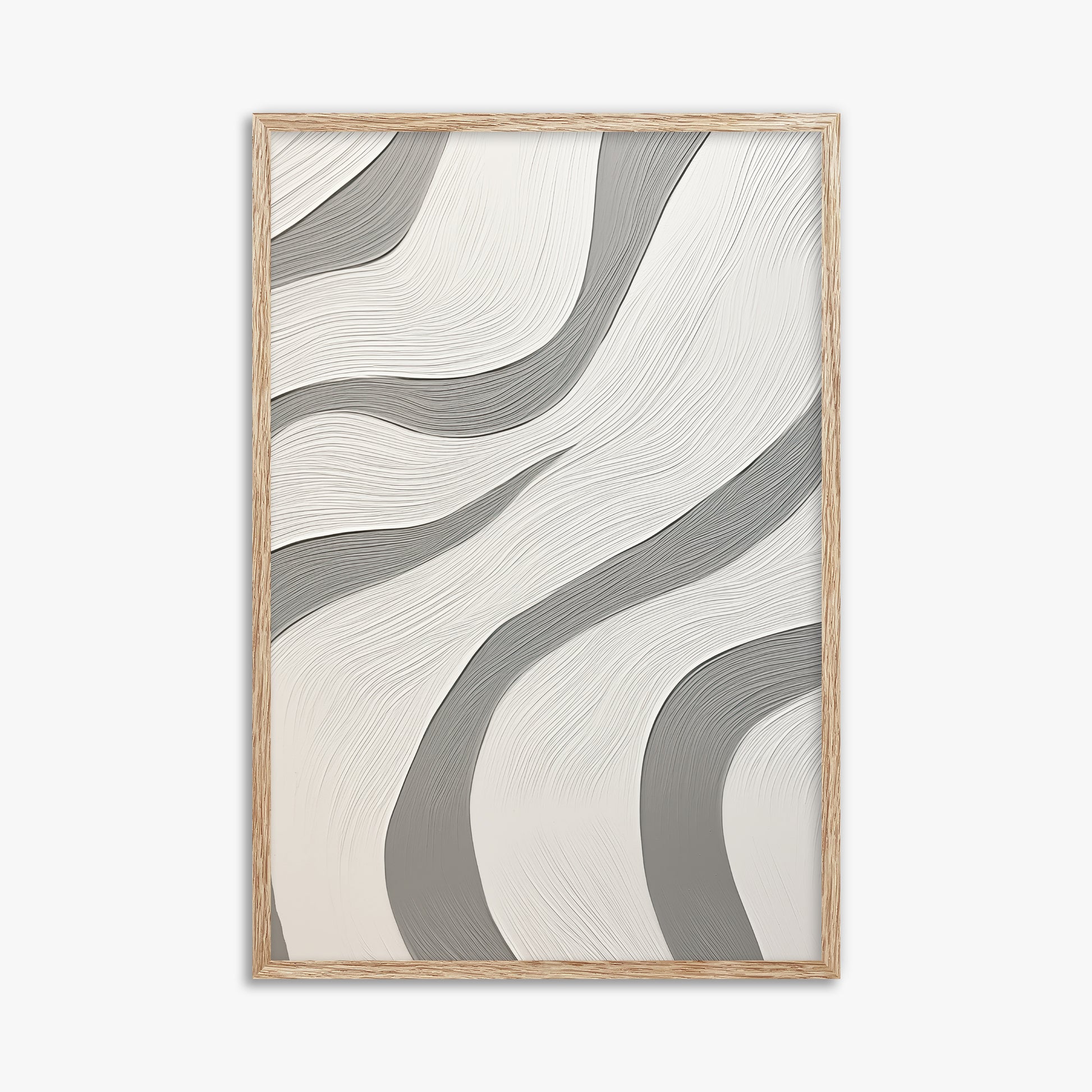 Silver Waves Serenity, 61x91cm Framed Poster With Raw Oak Frame