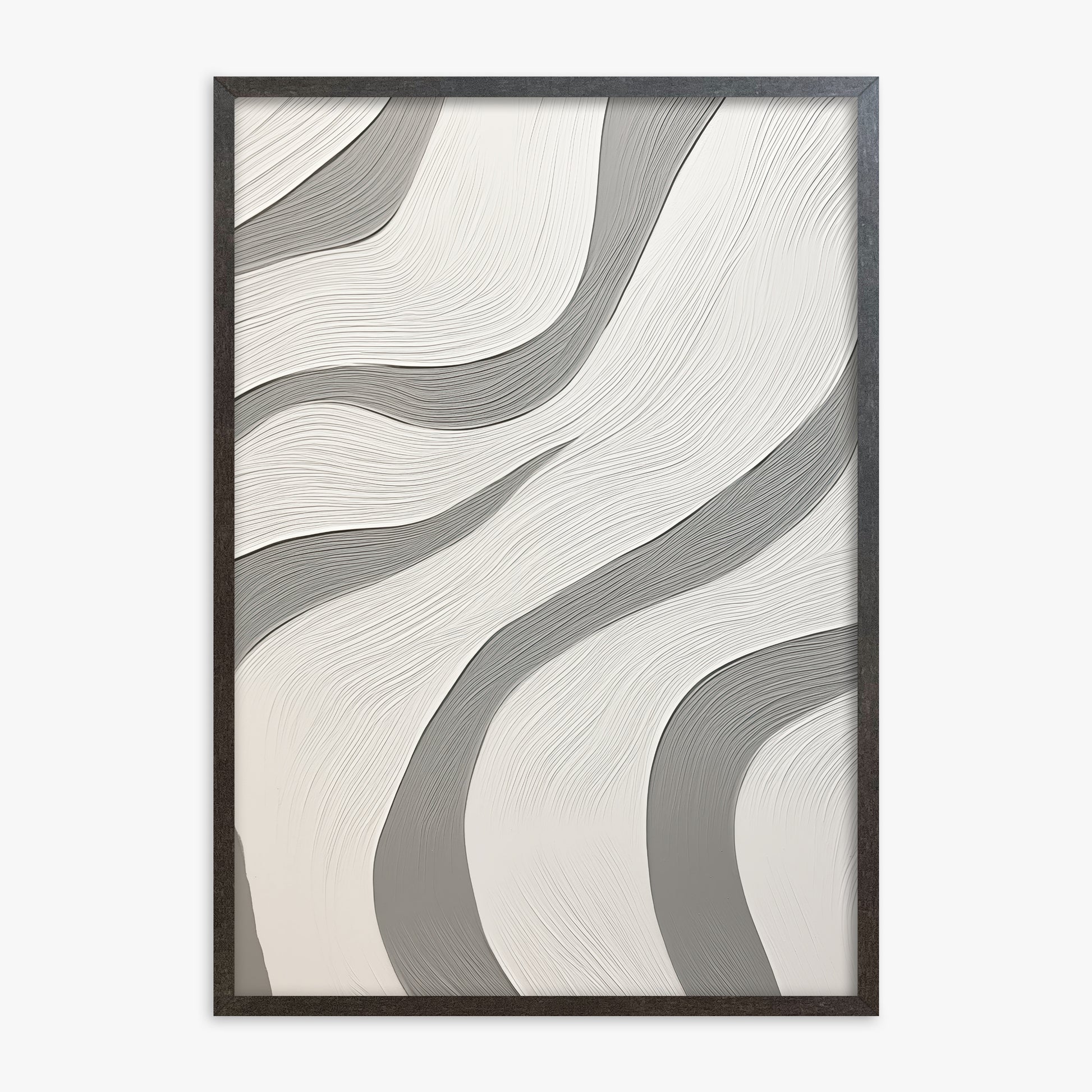 Silver Waves Serenity, 70x100cm Framed Poster With Espresso Frame