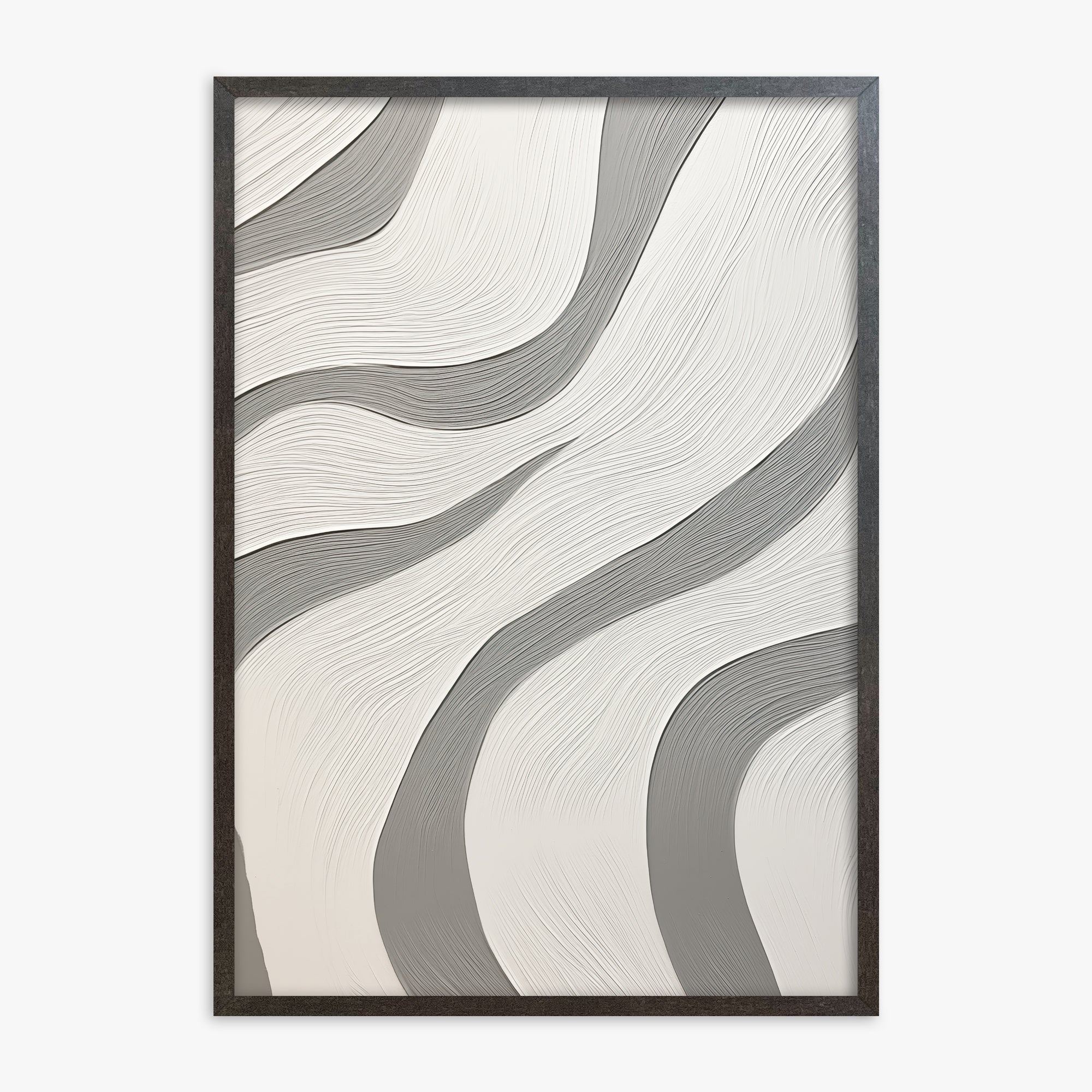 Silver Waves Serenity, 70x100cm Framed Poster With Espresso Frame