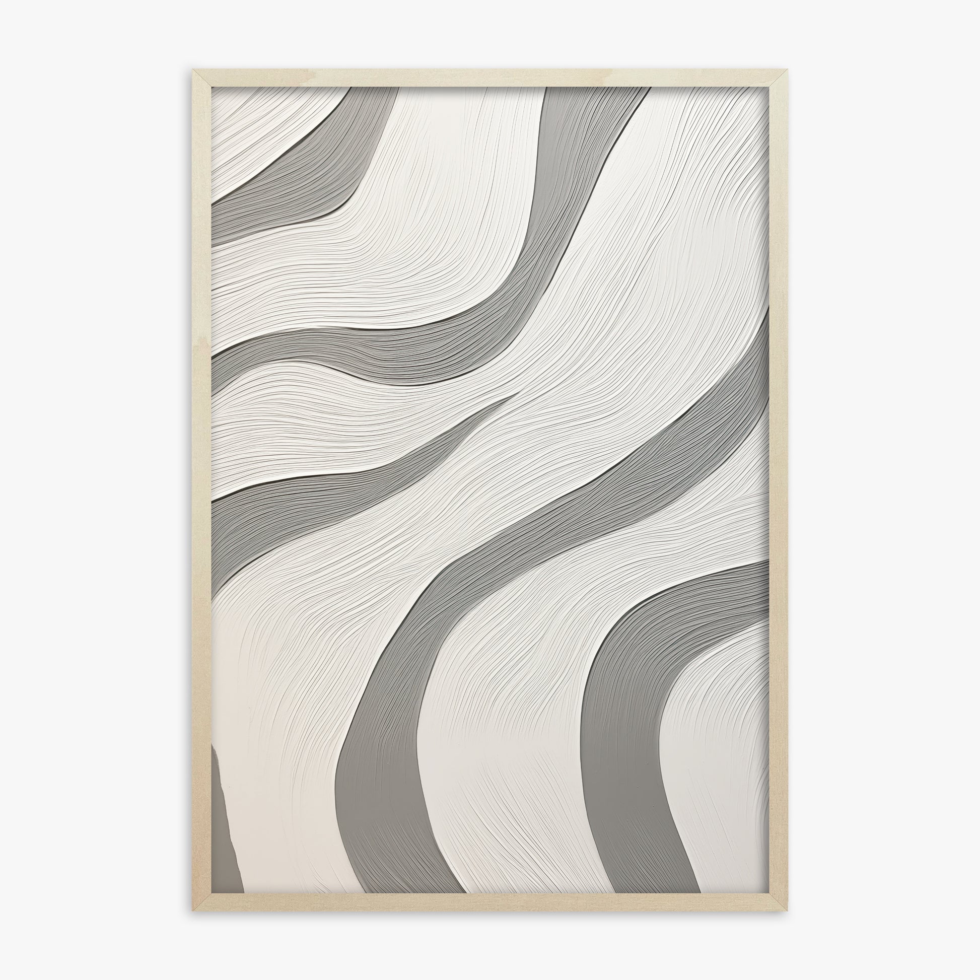 Silver Waves Serenity, 70x100cm Framed Poster With Lime Wood Frame