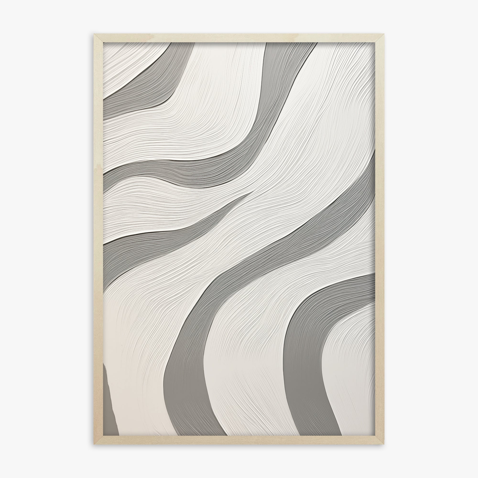 Silver Waves Serenity, 70x100cm Framed Poster With Lime Wood Frame