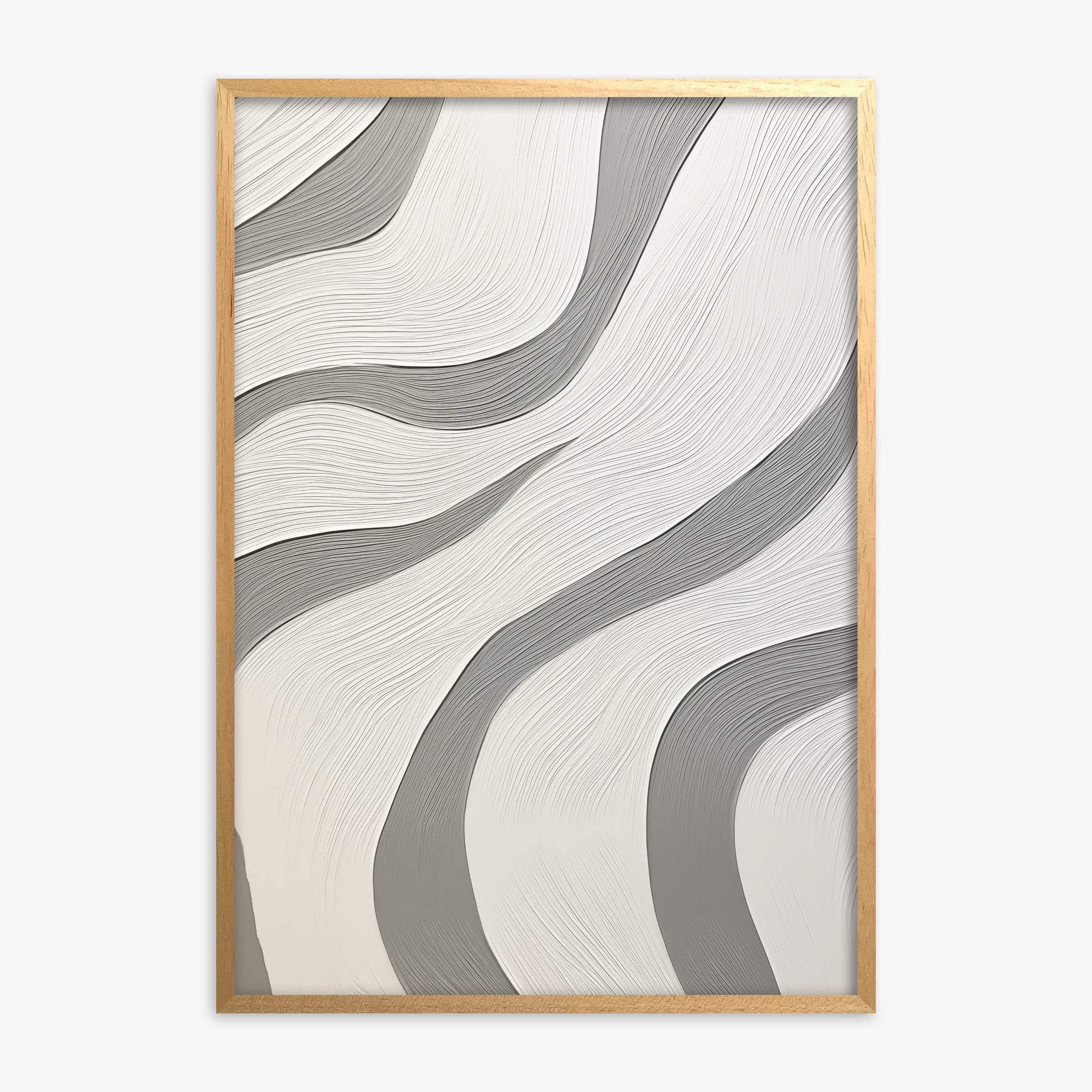 Silver Waves Serenity, Oak Framed Poster With Oak Frame