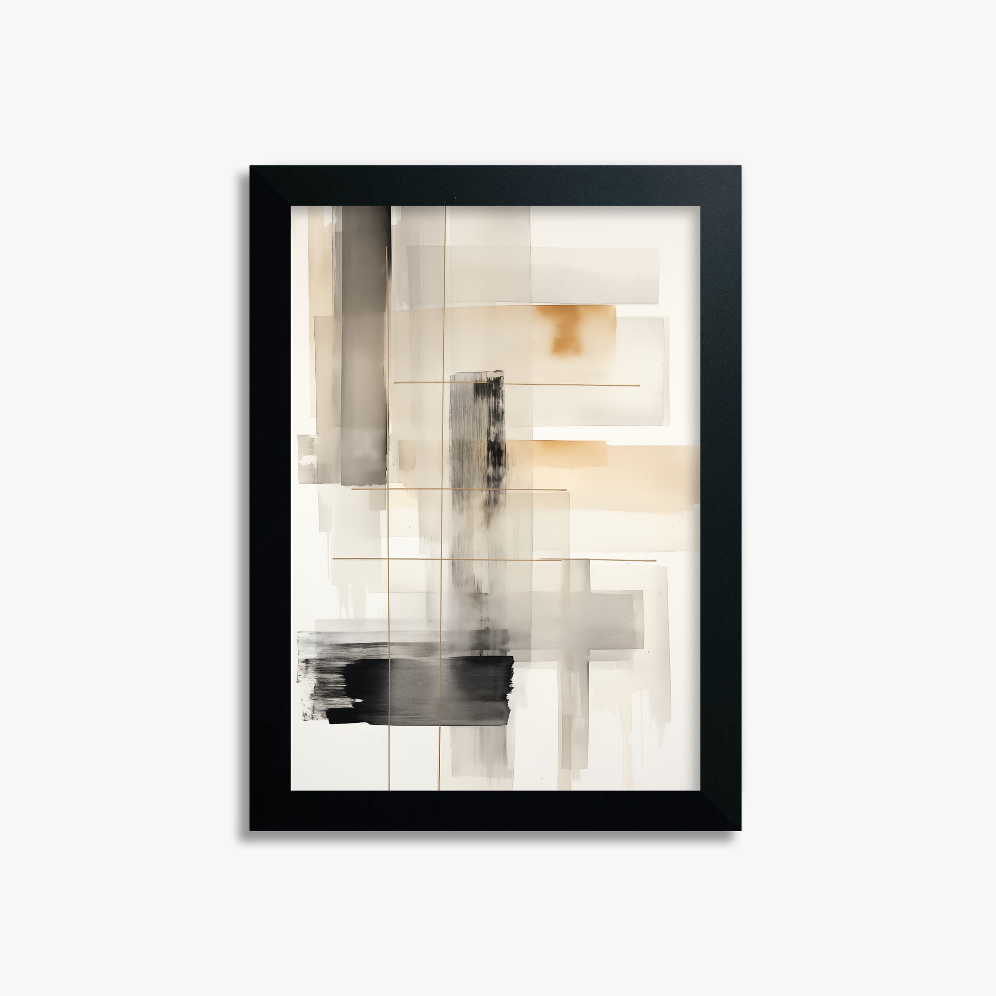 Golden Grid, 21x30cm Framed Poster With Black Frame