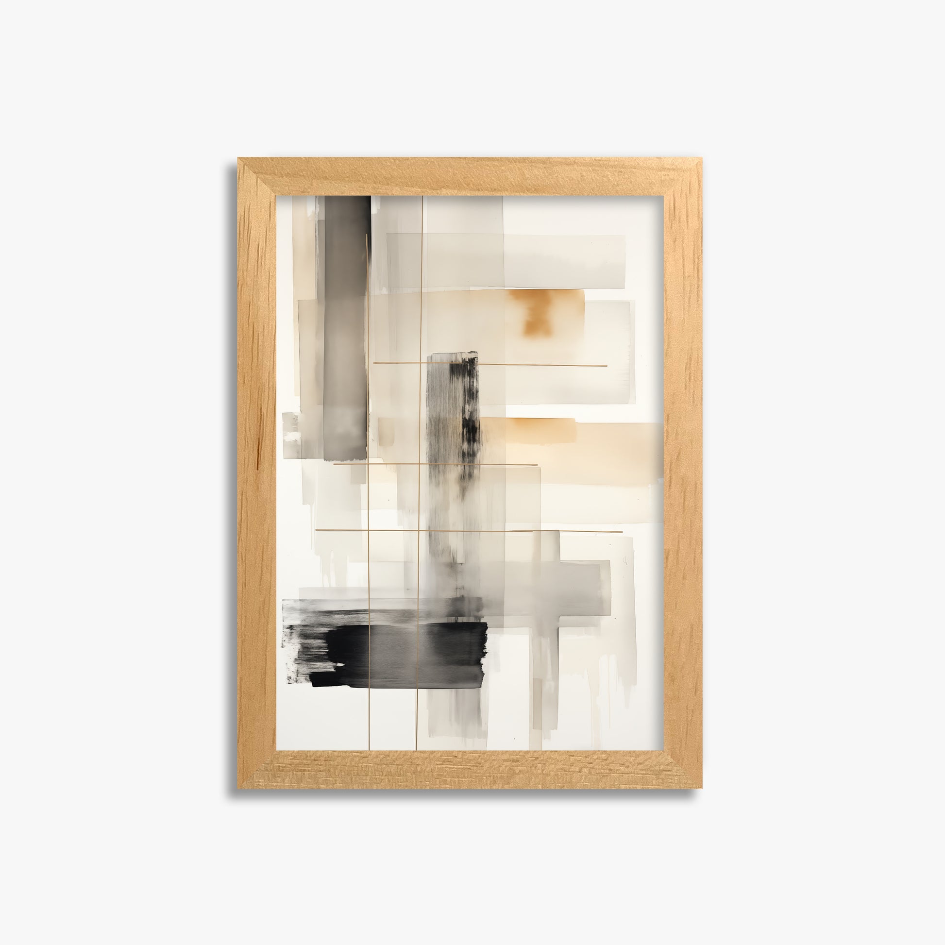 Golden Grid, 21x30cm Framed Poster With Oak Frame