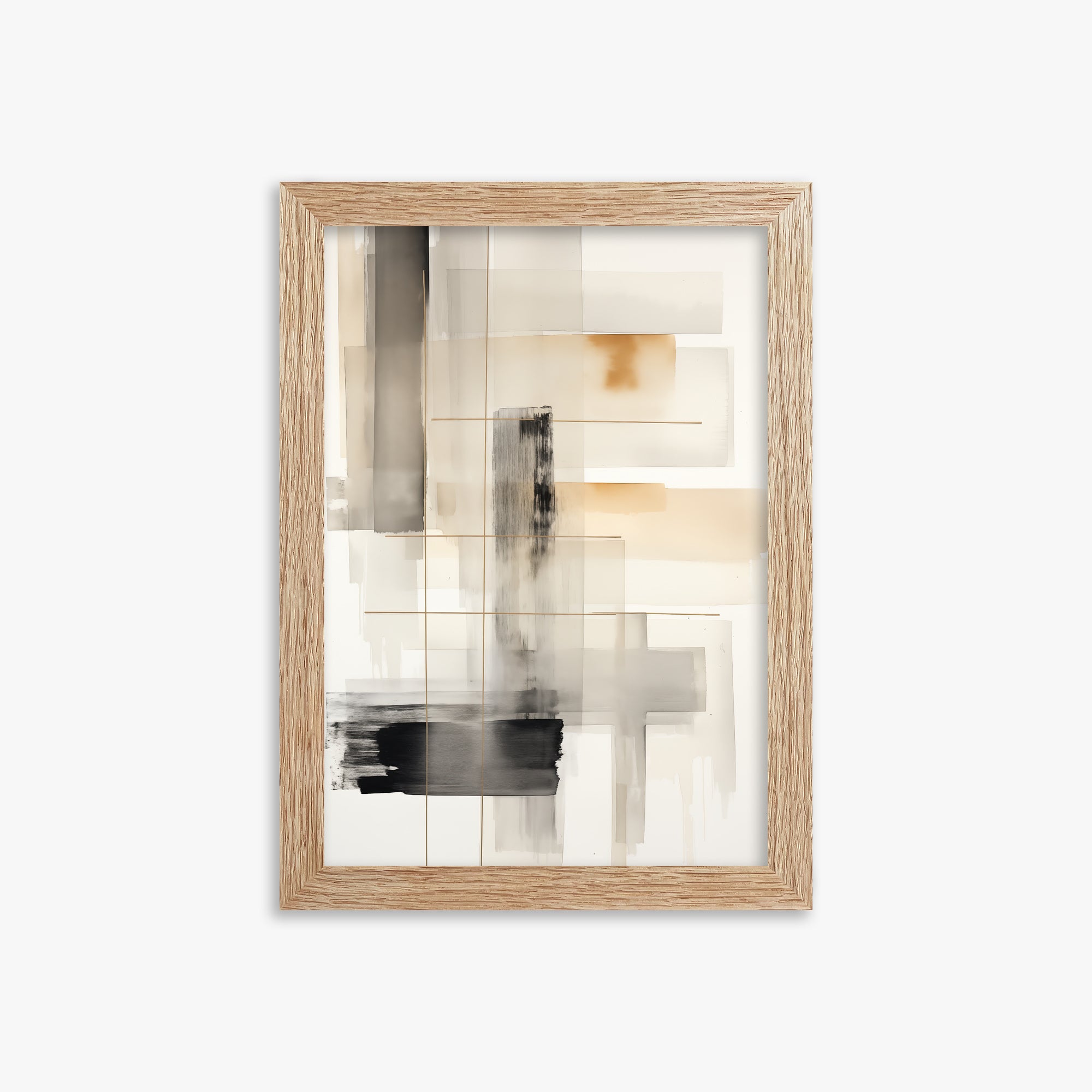 Golden Grid, 21x30cm Framed Poster With Raw Oak Frame