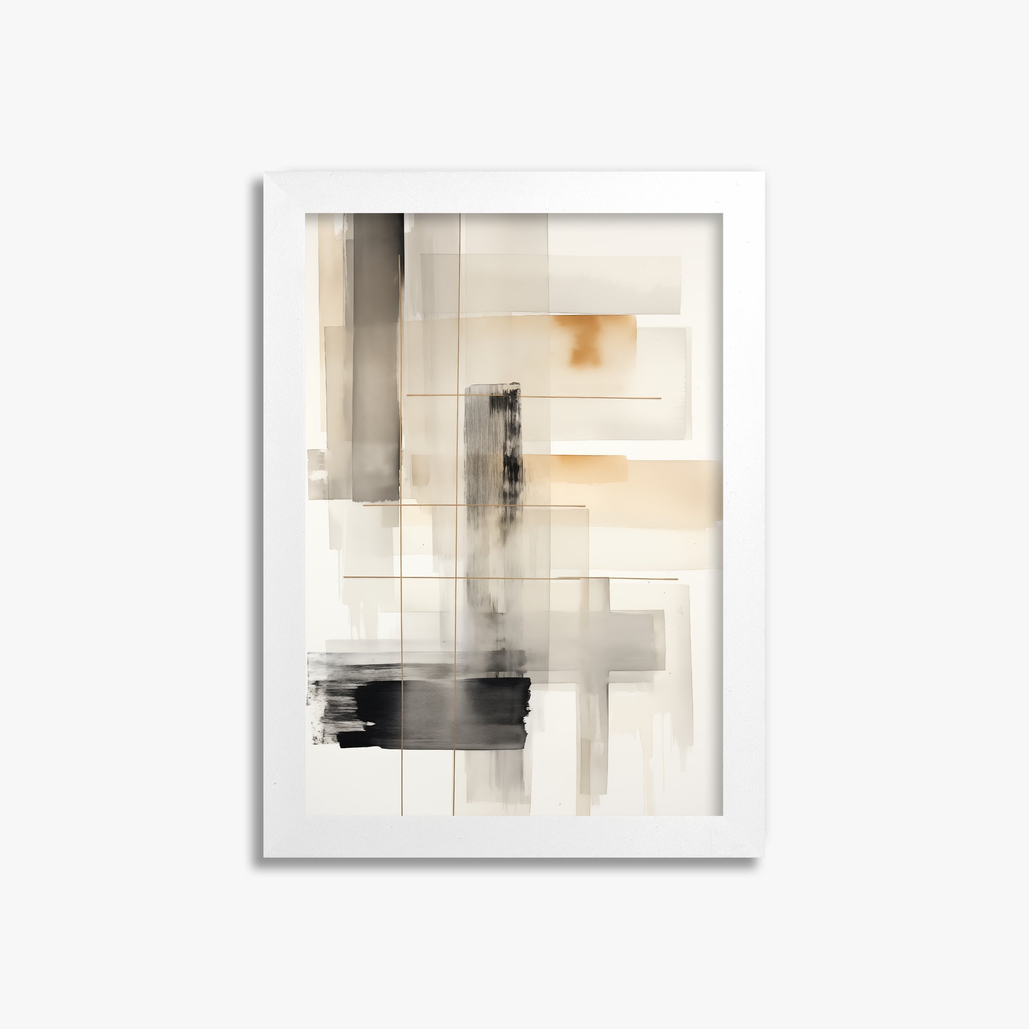 Golden Grid, 21x30cm Framed Poster With White Frame