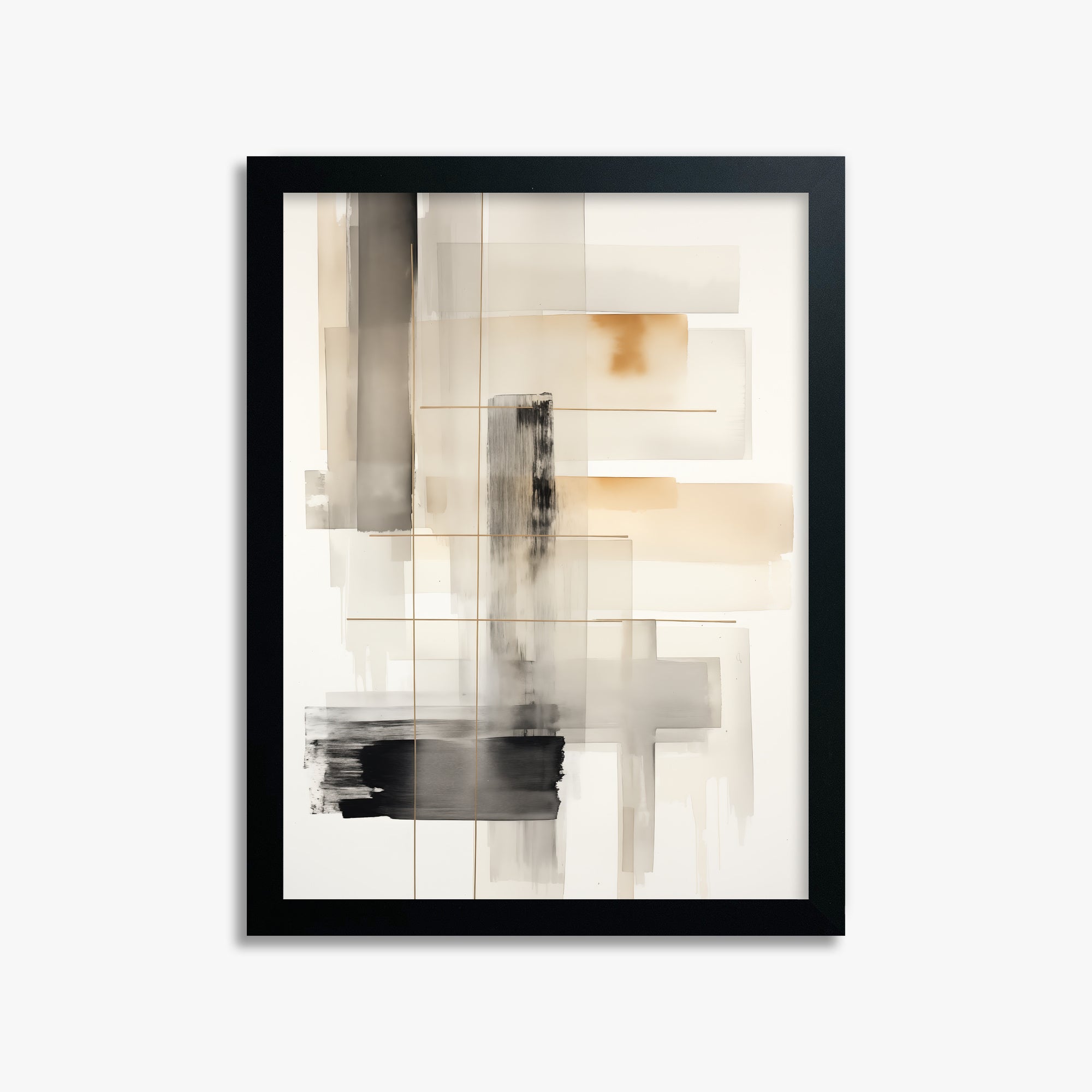 Golden Grid, 30x40cm Framed Poster With Black Frame
