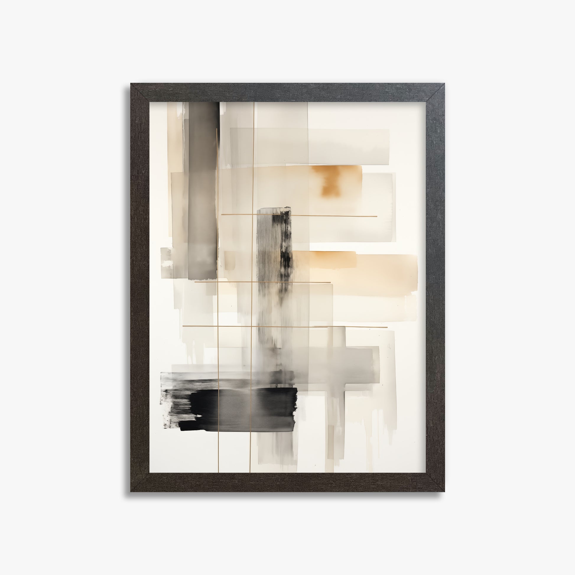 Golden Grid, 30x40cm Framed Poster With Espresso Frame