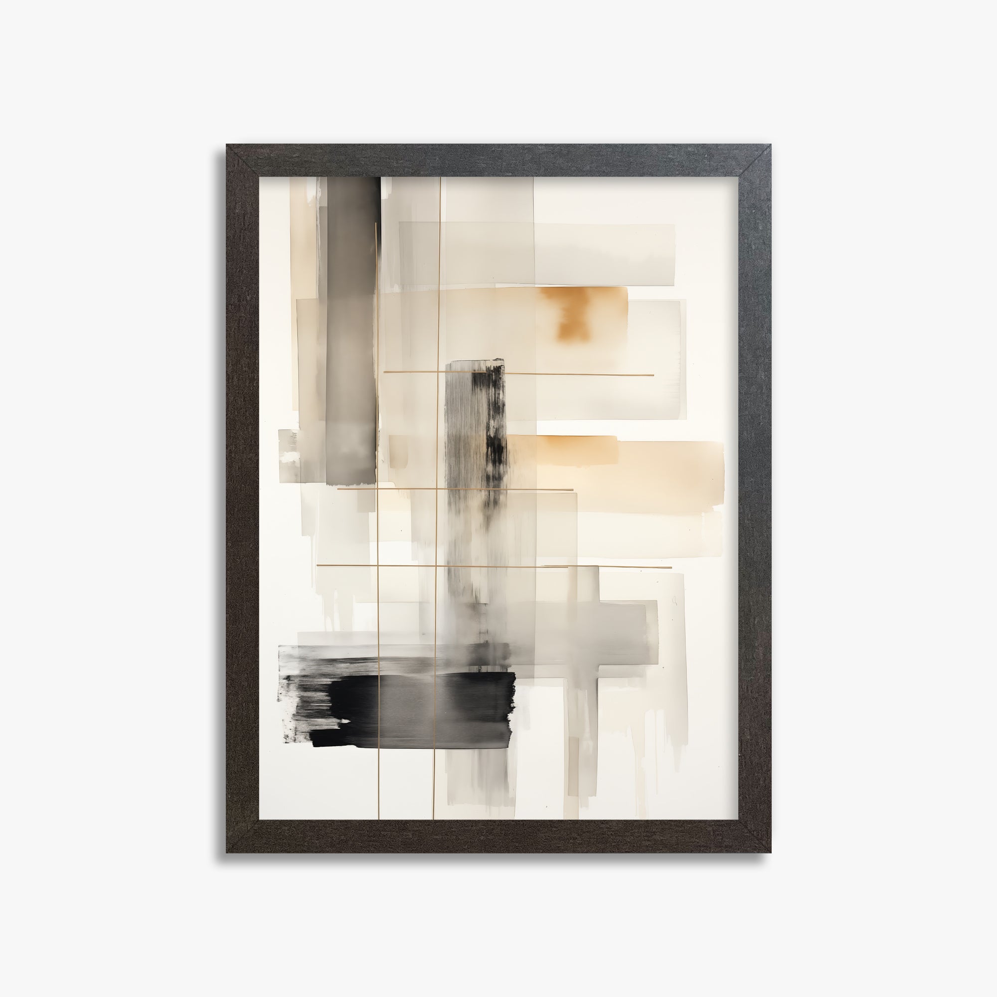 Golden Grid, 30x40cm Framed Poster With Espresso Frame