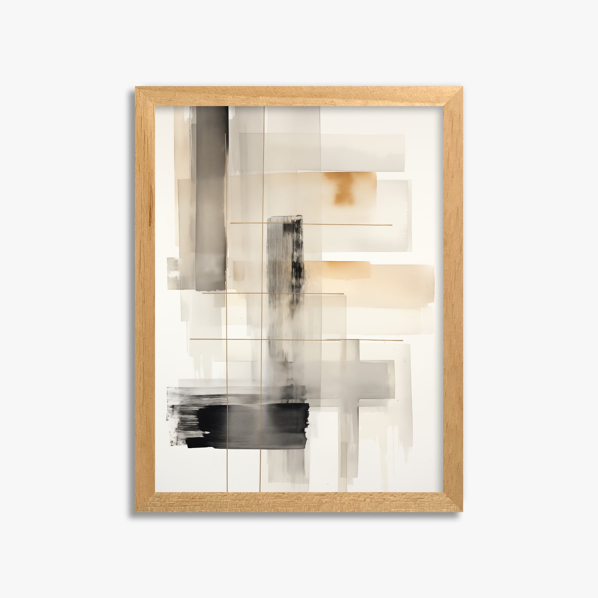 Golden Grid, 30x40cm Framed Poster With Oak Frame