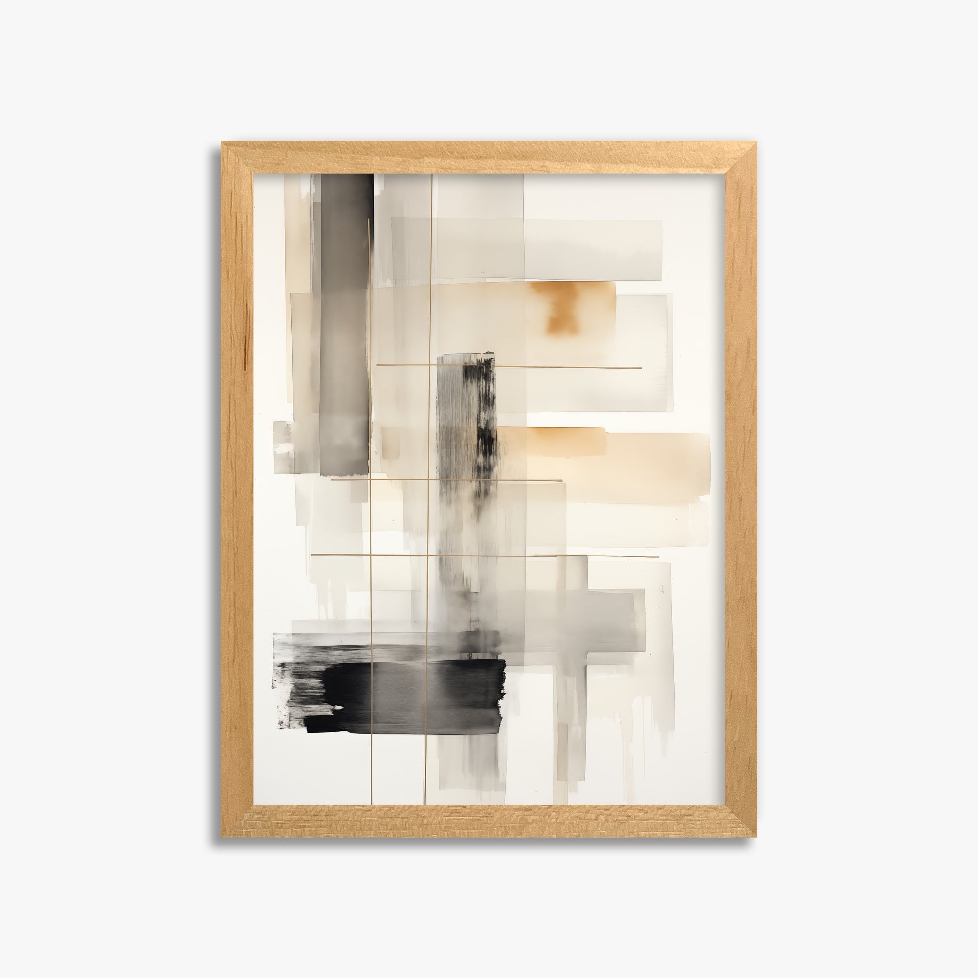 Golden Grid, 30x40cm Framed Poster With Oak Frame