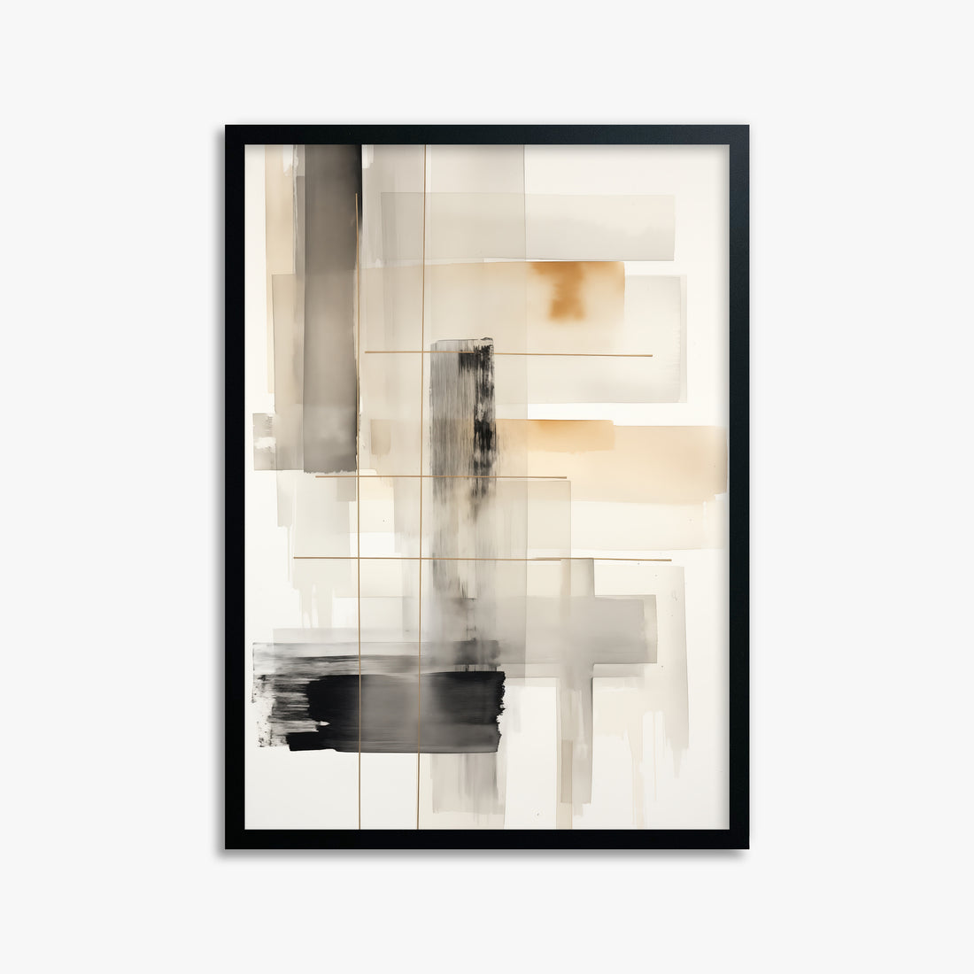 Golden Grid, 50x70cm Framed Poster With Black Frame