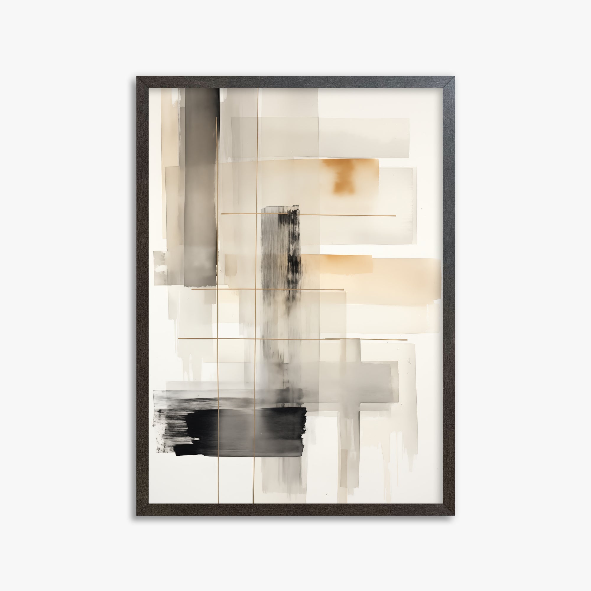 Golden Grid, 50x70cm Framed Poster With Espresso Frame