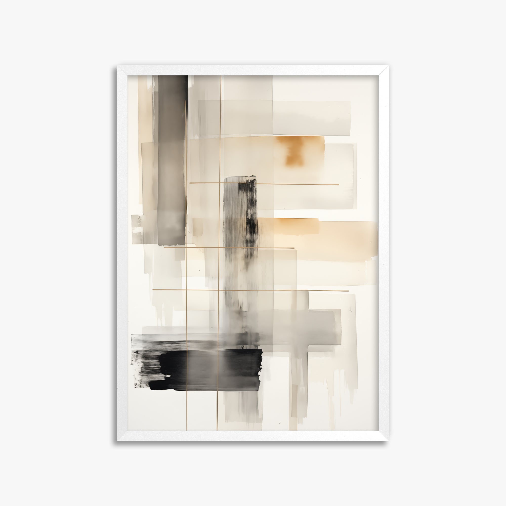 Golden Grid, 50x70cm Framed Poster With White Frame