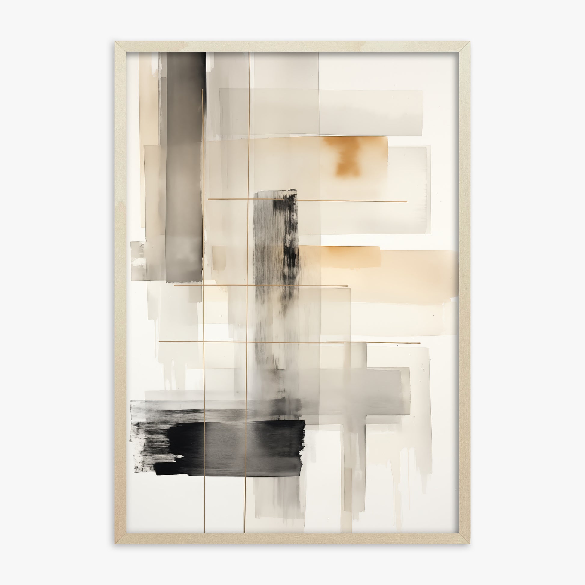 Golden Grid, 70x100cm Framed Poster With Lime Wood Frame
