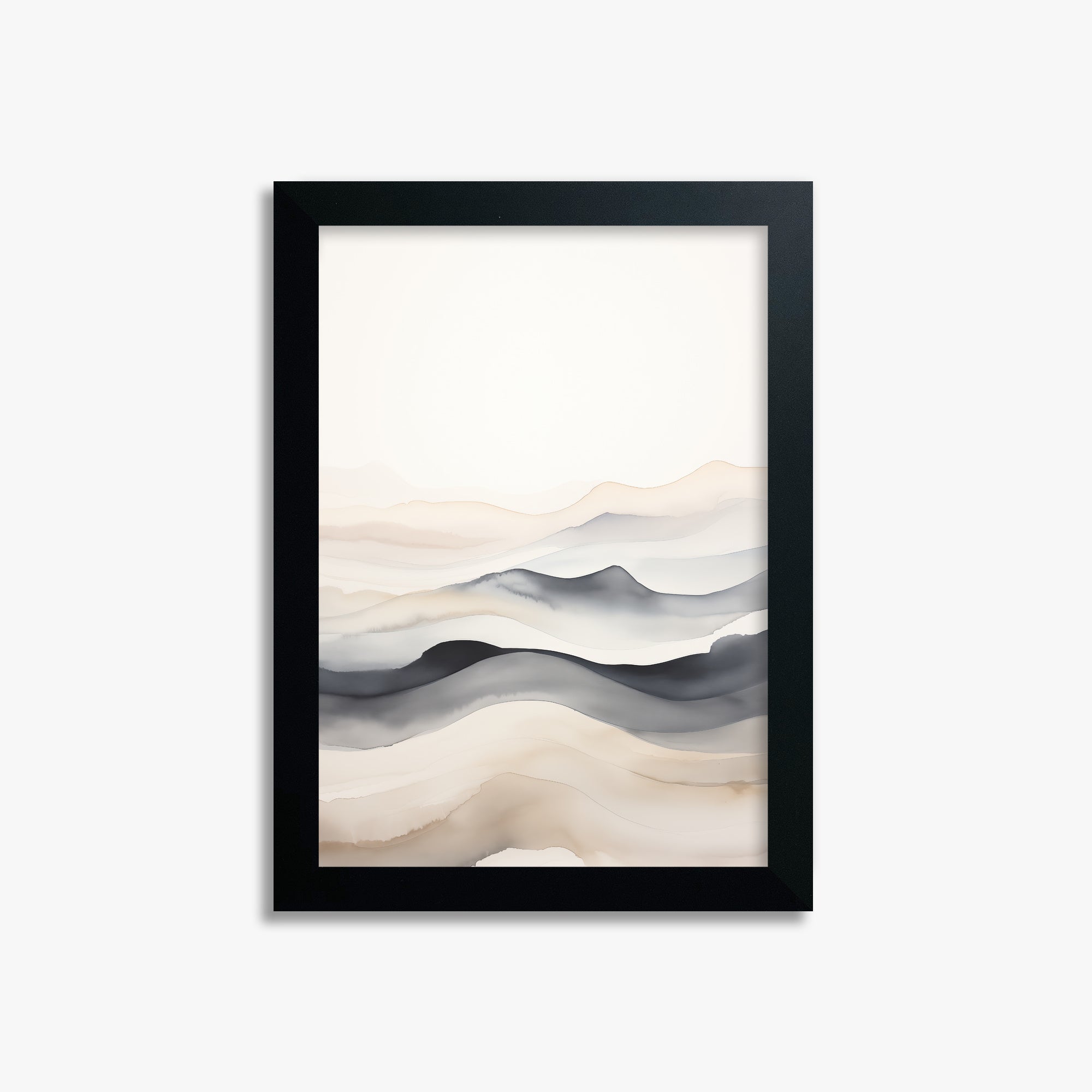 Misty Horizon Flow, 21x30cm Framed Poster With Black Frame