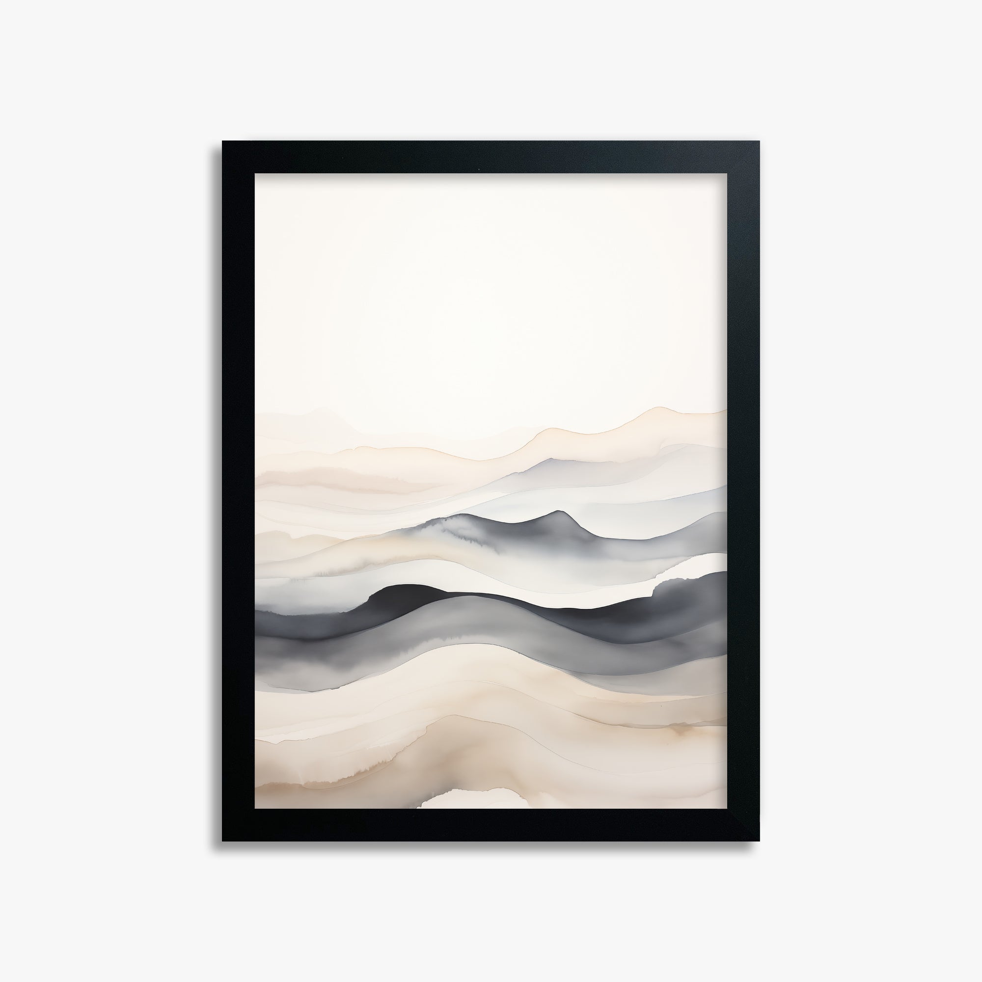 Misty Horizon Flow, 30x40cm Framed Poster With Black Frame
