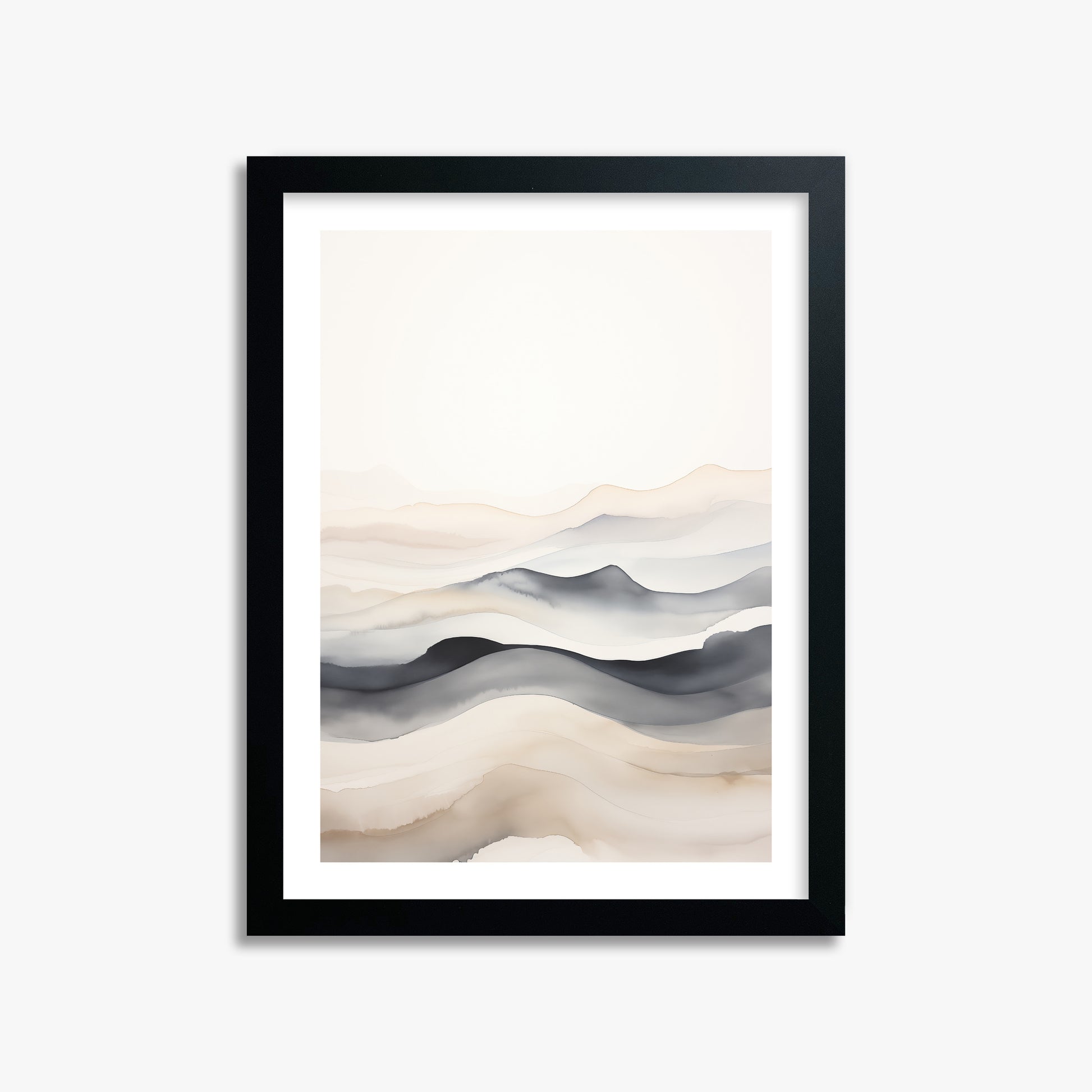 Misty Horizon Flow, 30x40cm Framed Poster With Black Frame