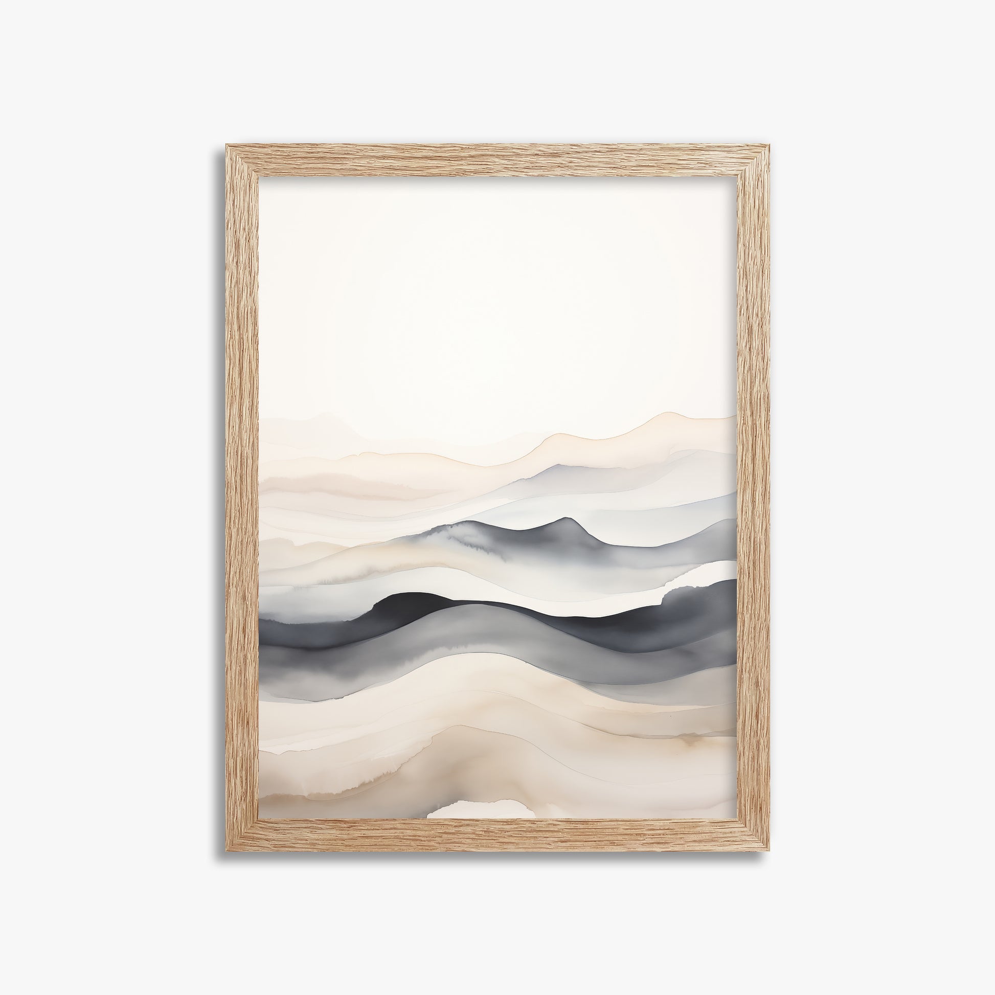Misty Horizon Flow, 30x40cm Framed Poster With Raw Oak Frame