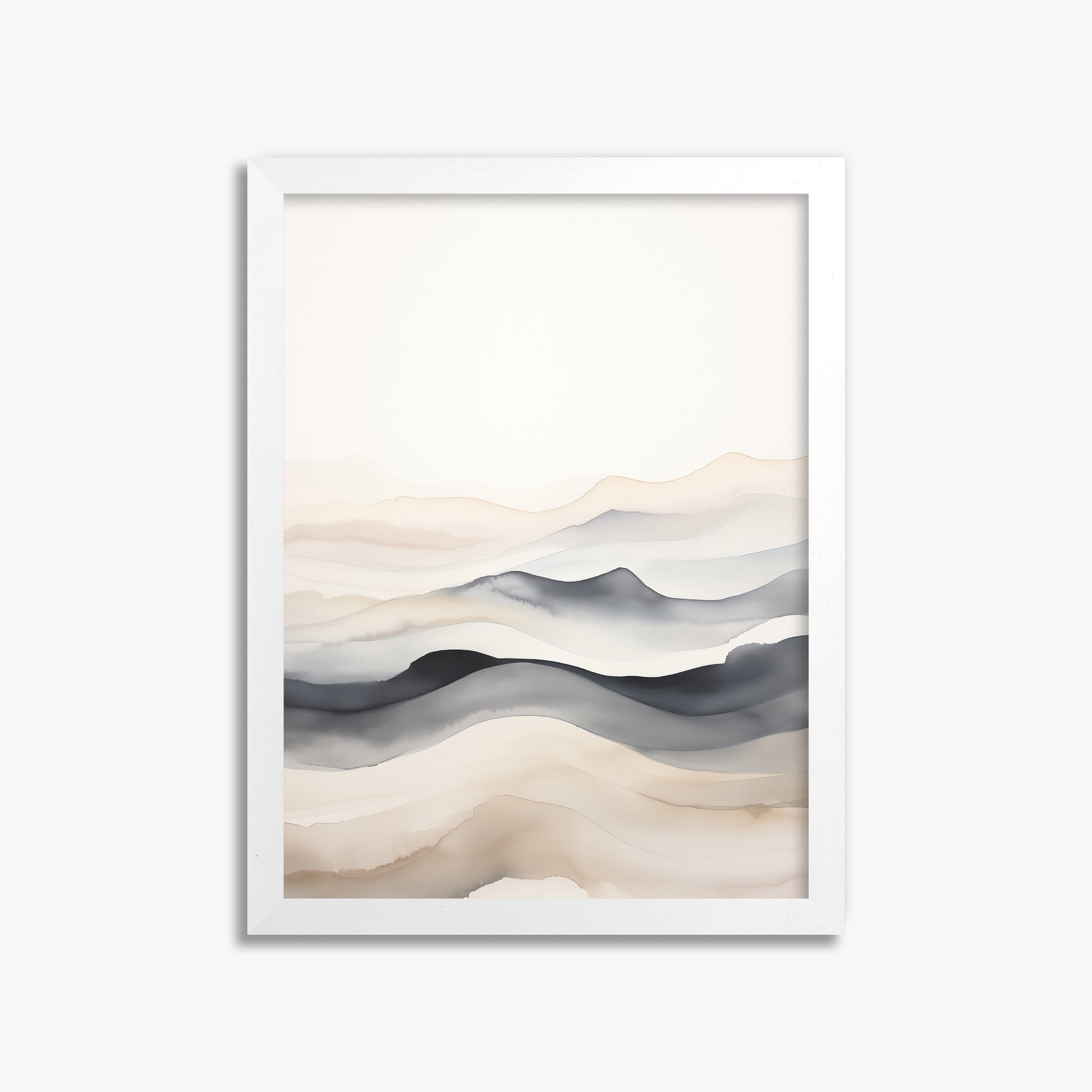 Misty Horizon Flow, 30x40cm Framed Poster With White Frame