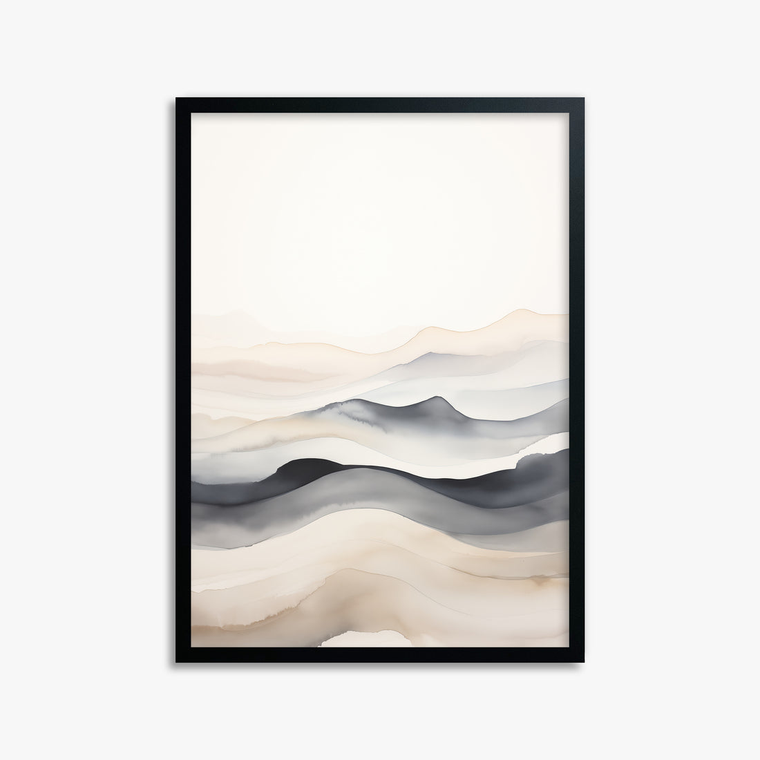 Misty Horizon Flow, 50x70cm Framed Poster With Black Frame