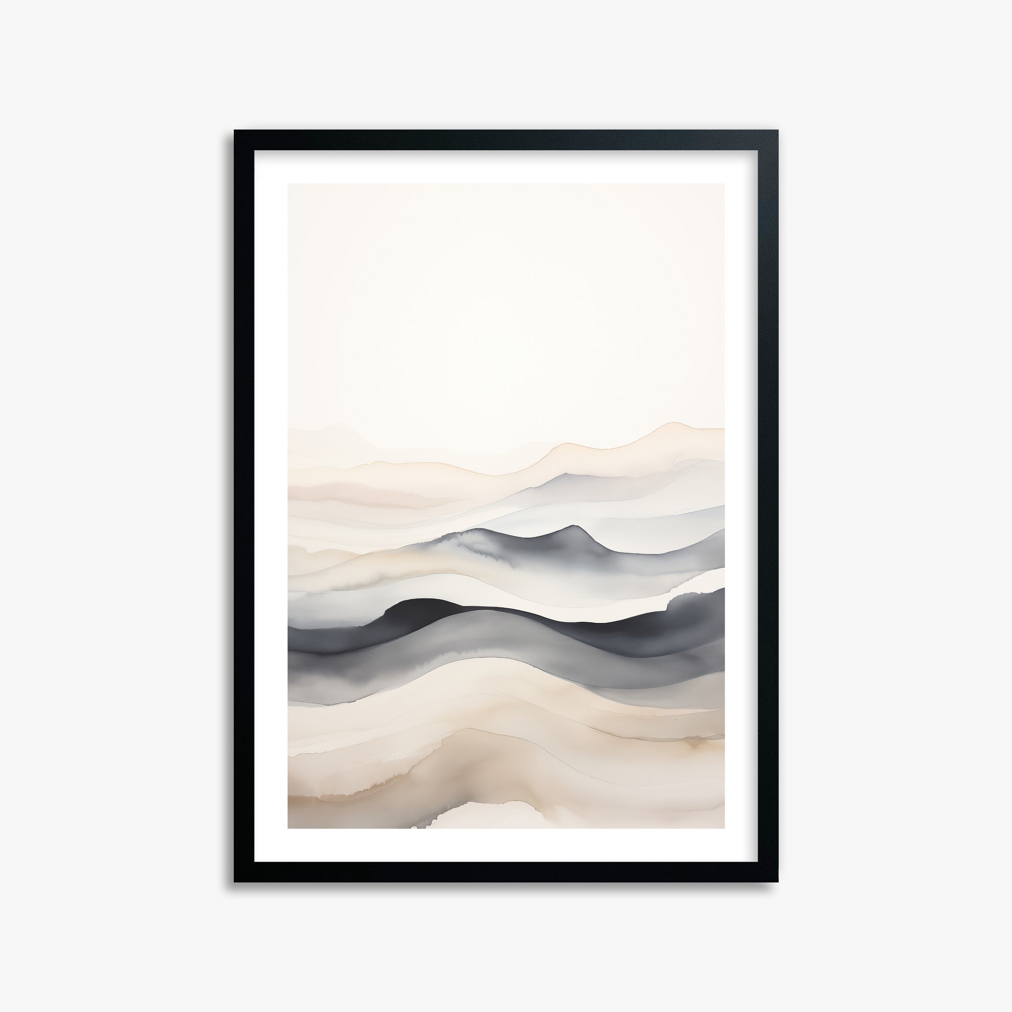 Misty Horizon Flow, 50x70cm Framed Poster With Black Frame