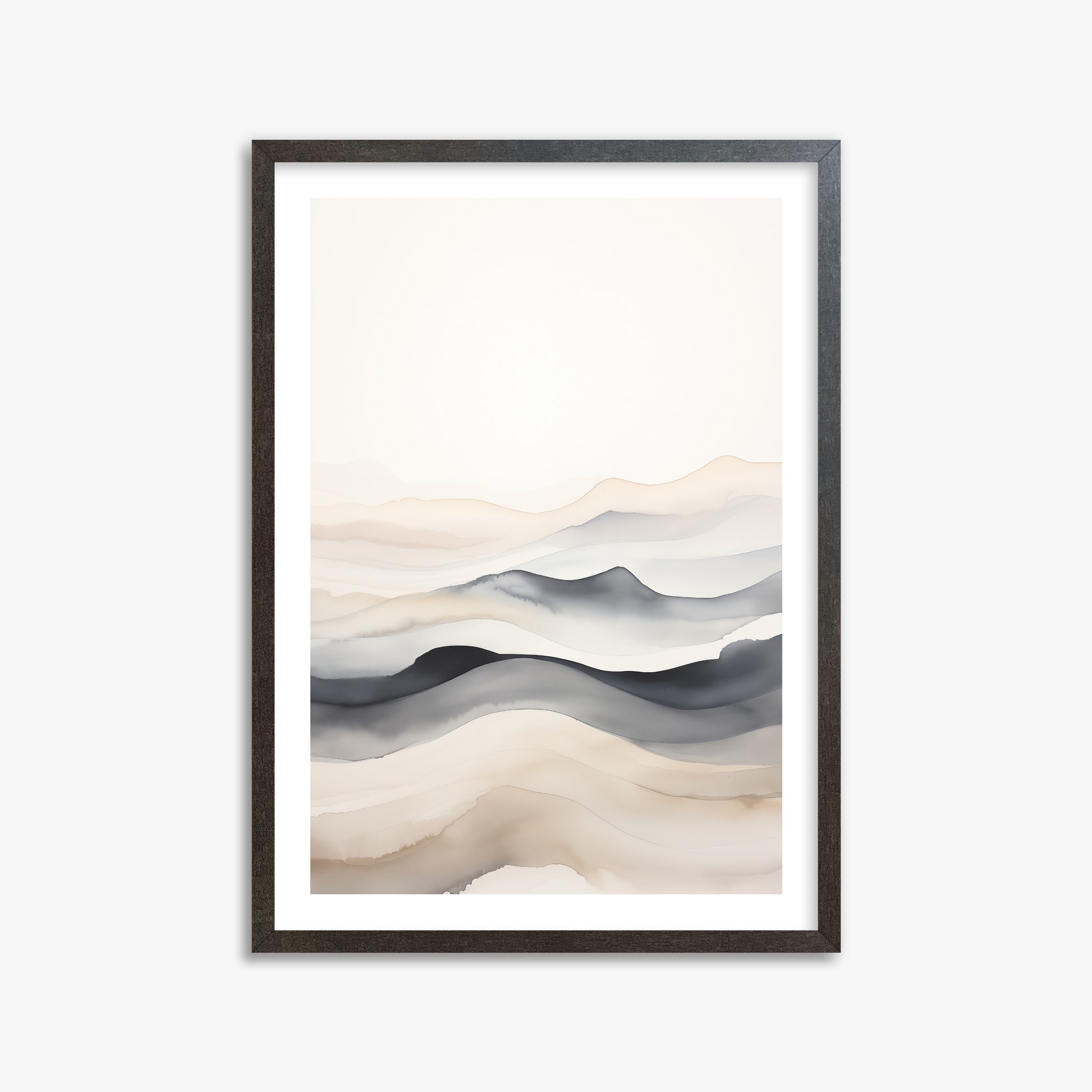 Misty Horizon Flow, 50x70cm Framed Poster With Espresso Frame