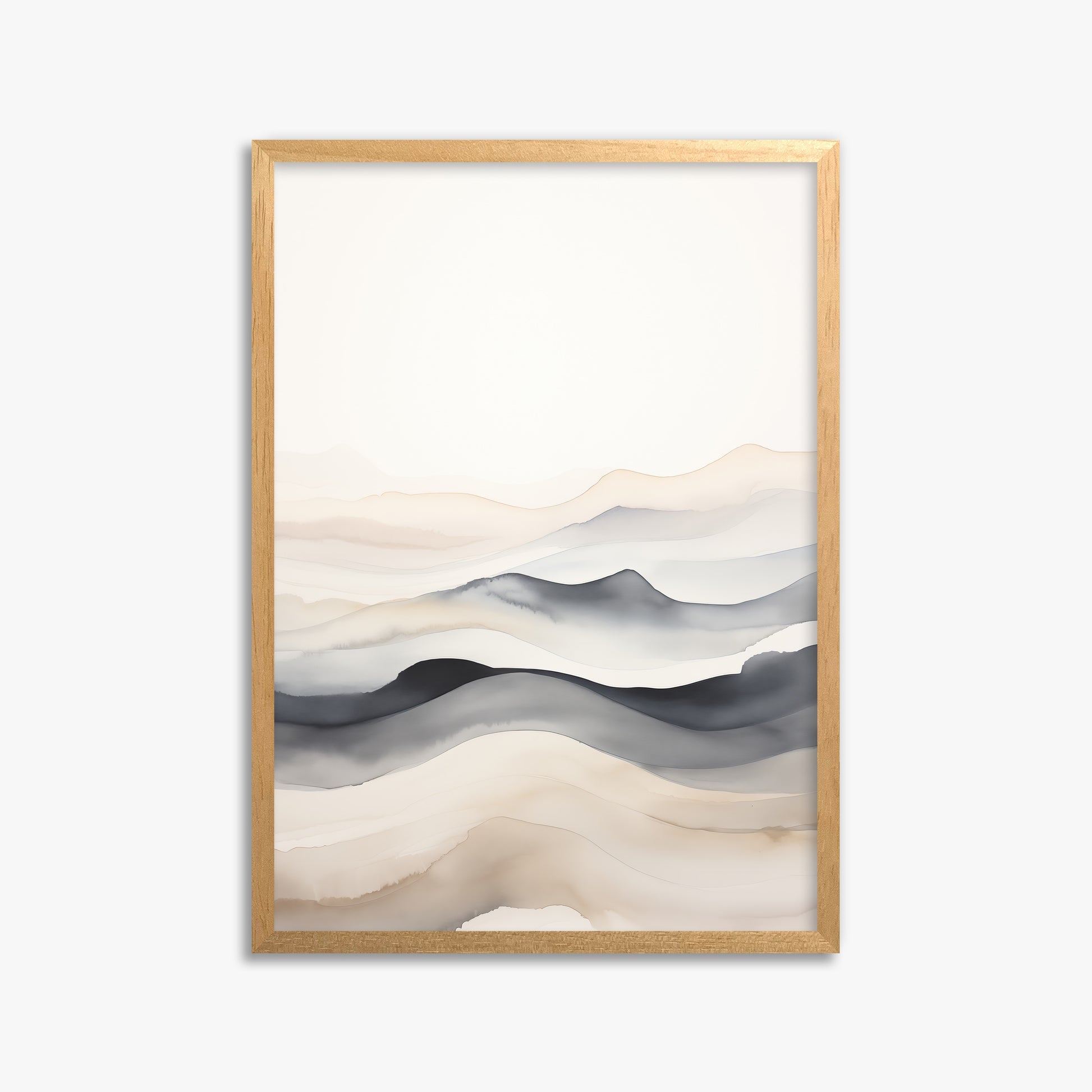 Misty Horizon Flow, 50x70cm Framed Poster With Oak Frame