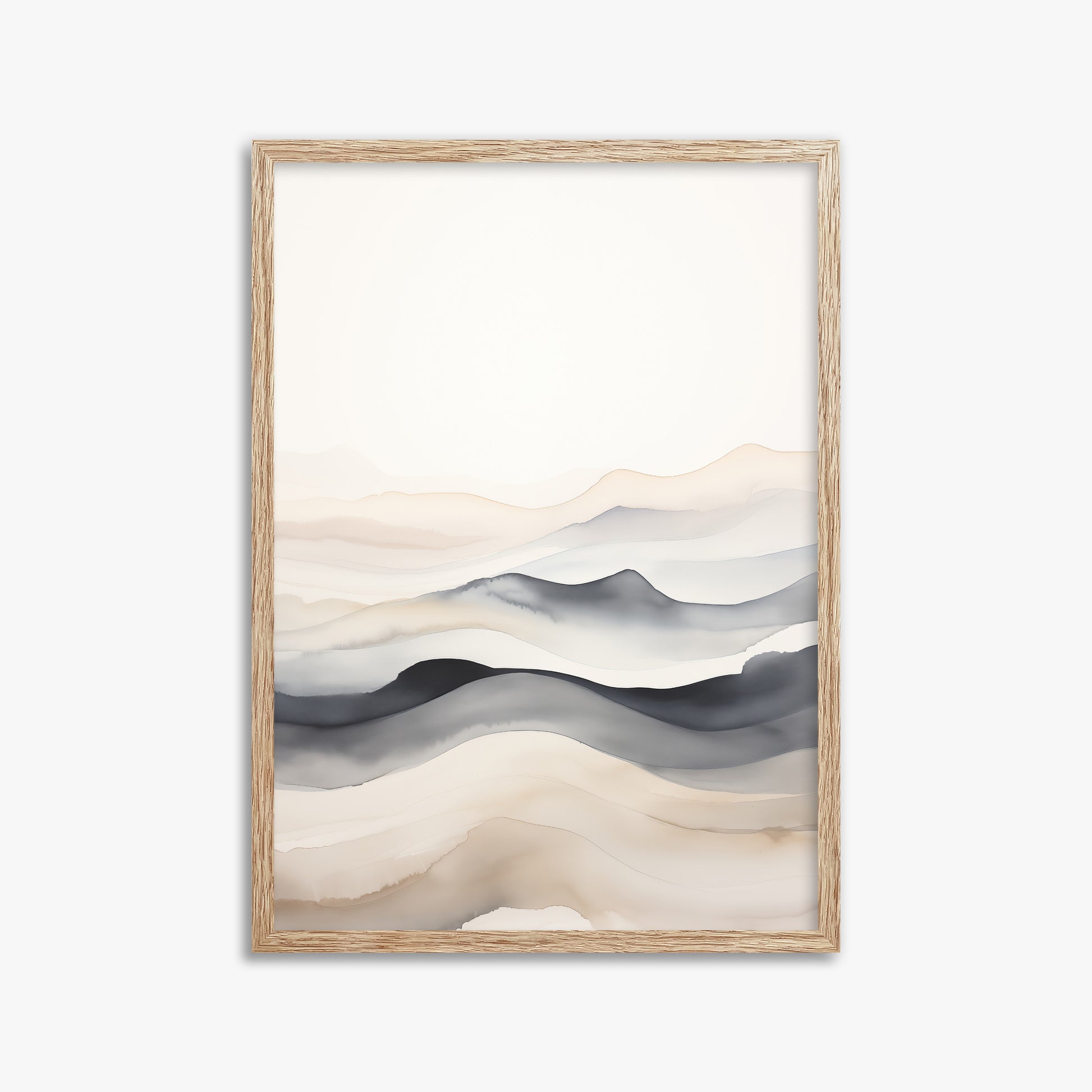 Misty Horizon Flow, 50x70cm Framed Poster With Raw Oak Frame