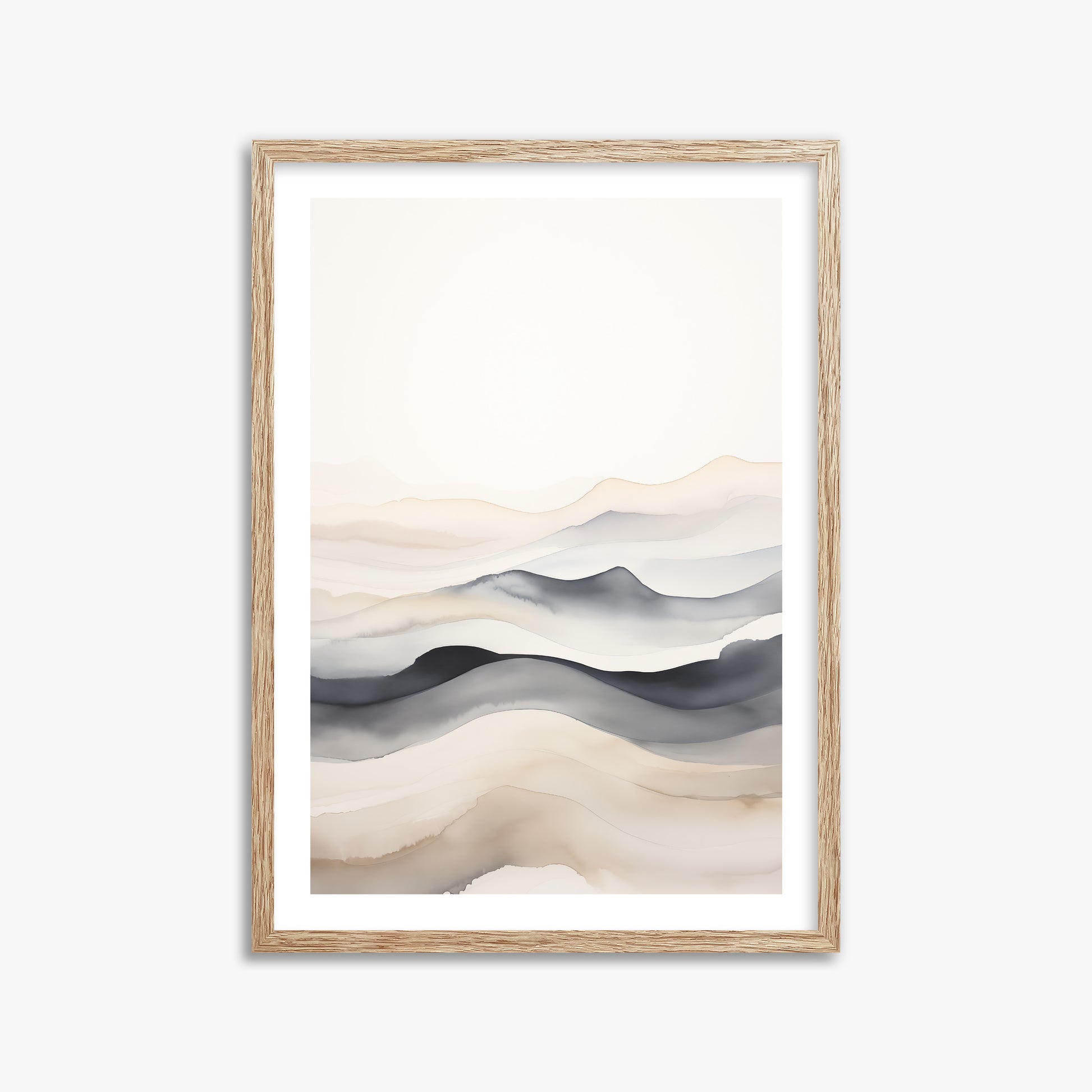 Misty Horizon Flow, 50x70cm Framed Poster With Raw Oak Frame