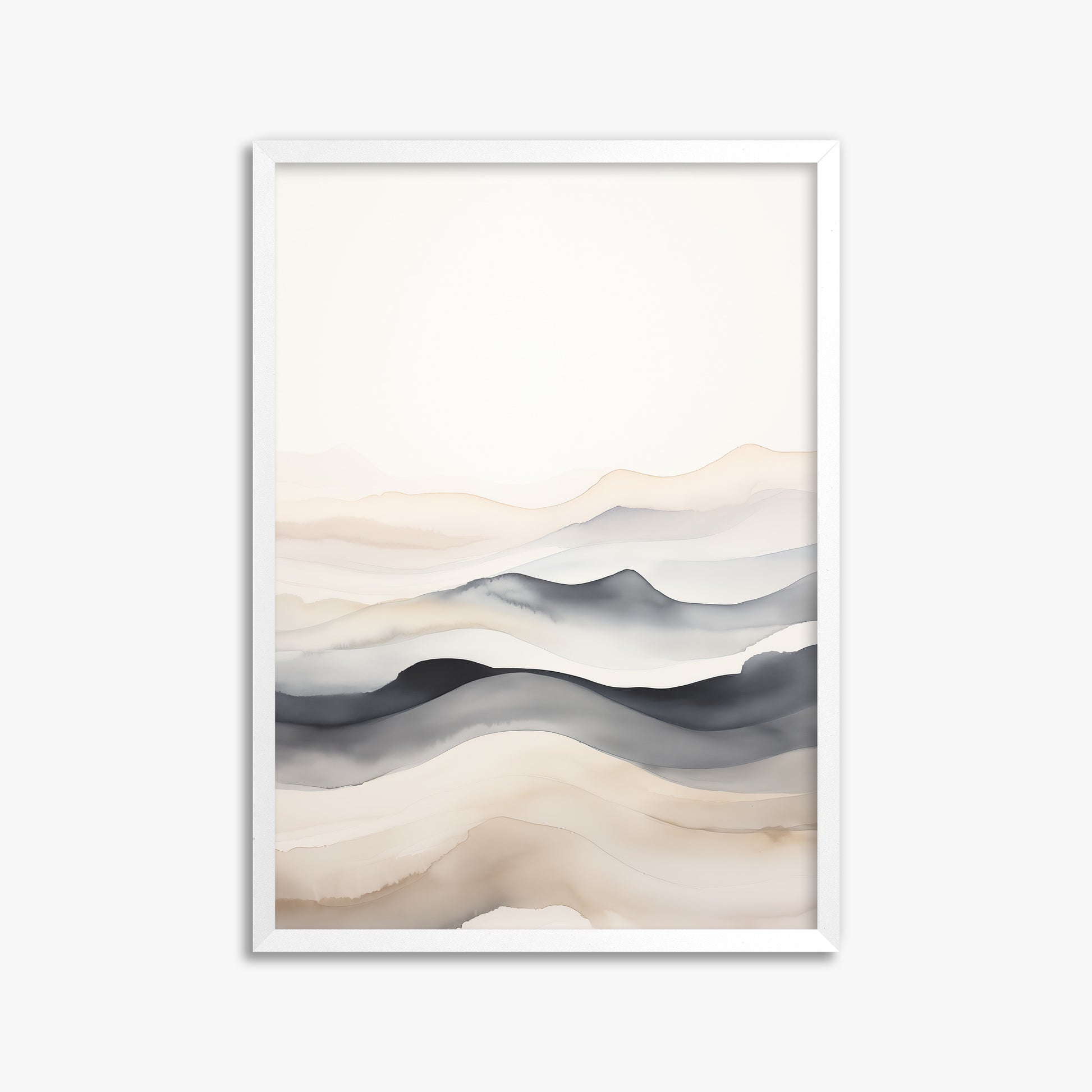 Misty Horizon Flow, 50x70cm Framed Poster With White Frame