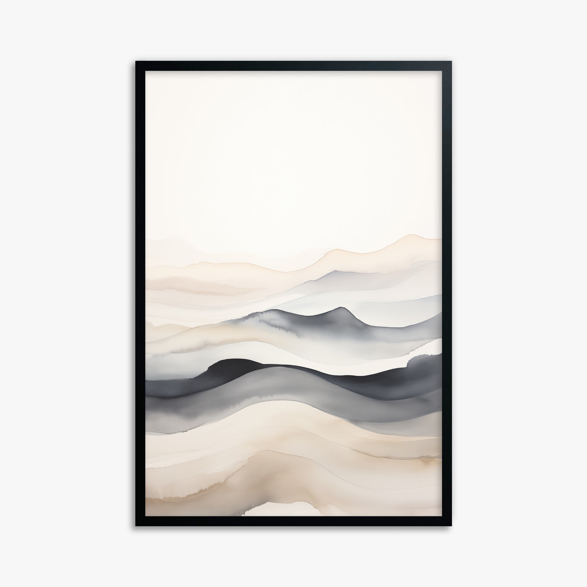 Misty Horizon Flow, 61x91cm Framed Poster With Black Frame