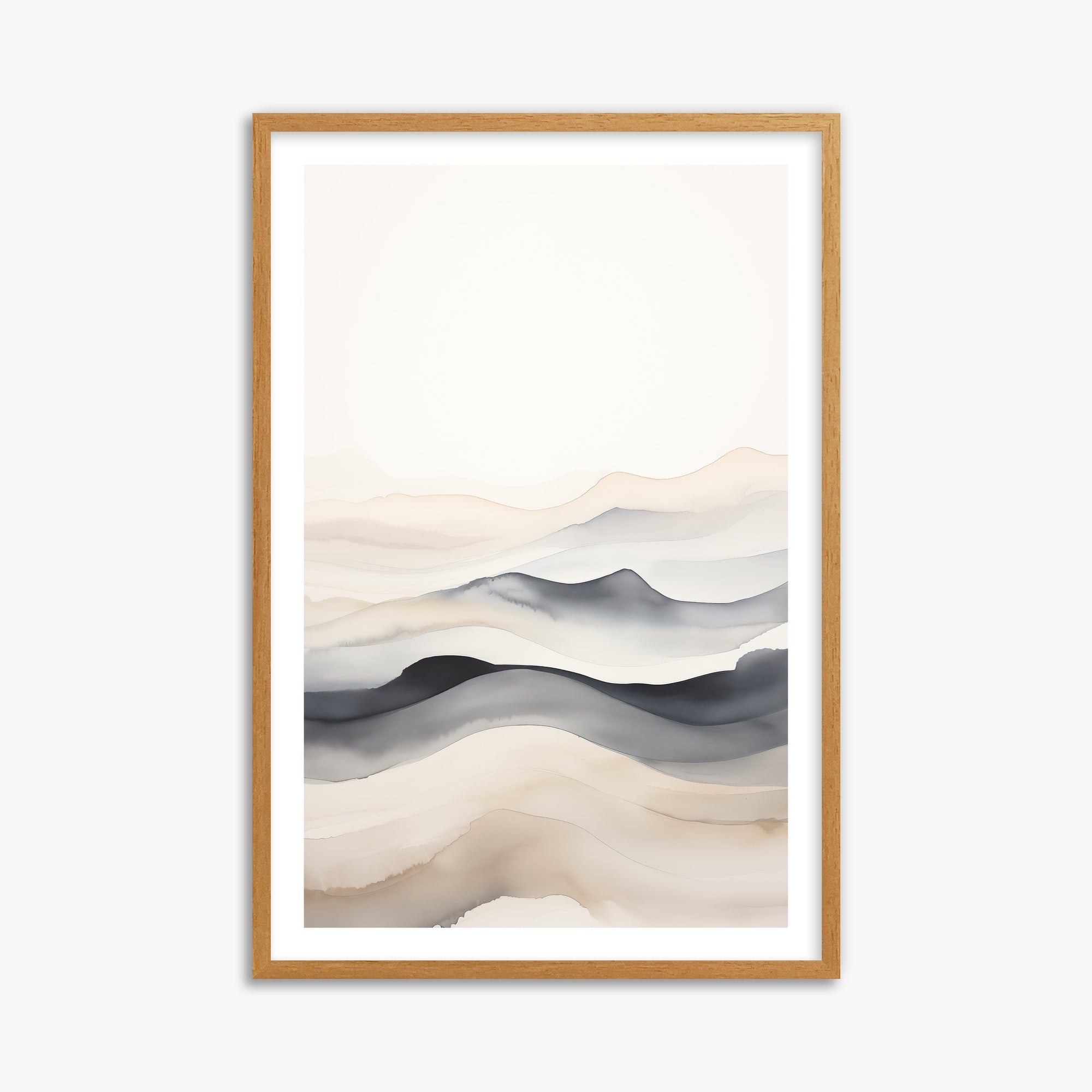 Misty Horizon Flow, 61x91cm Framed Poster With Oak Frame
