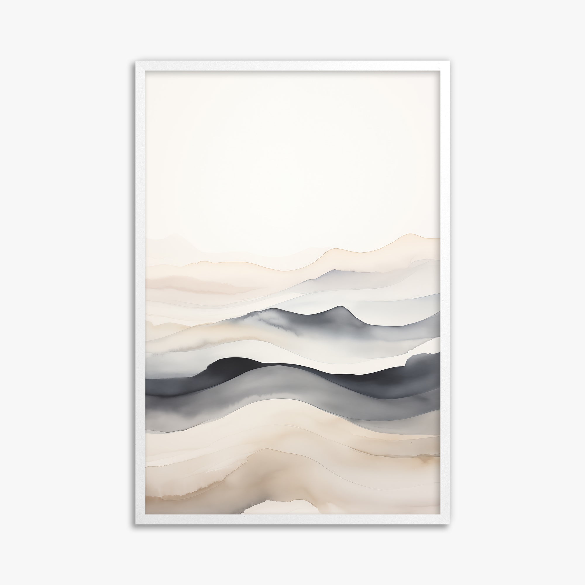 Misty Horizon Flow, 61x91cm Framed Poster With White Frame