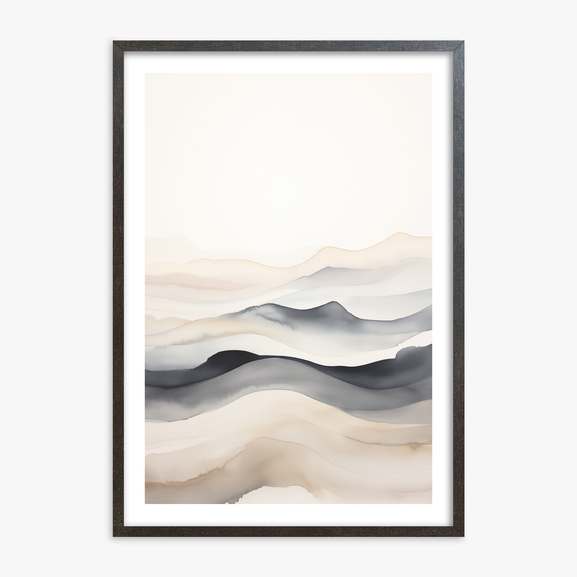 Misty Horizon Flow, 70x100cm Framed Poster With Espresso Frame