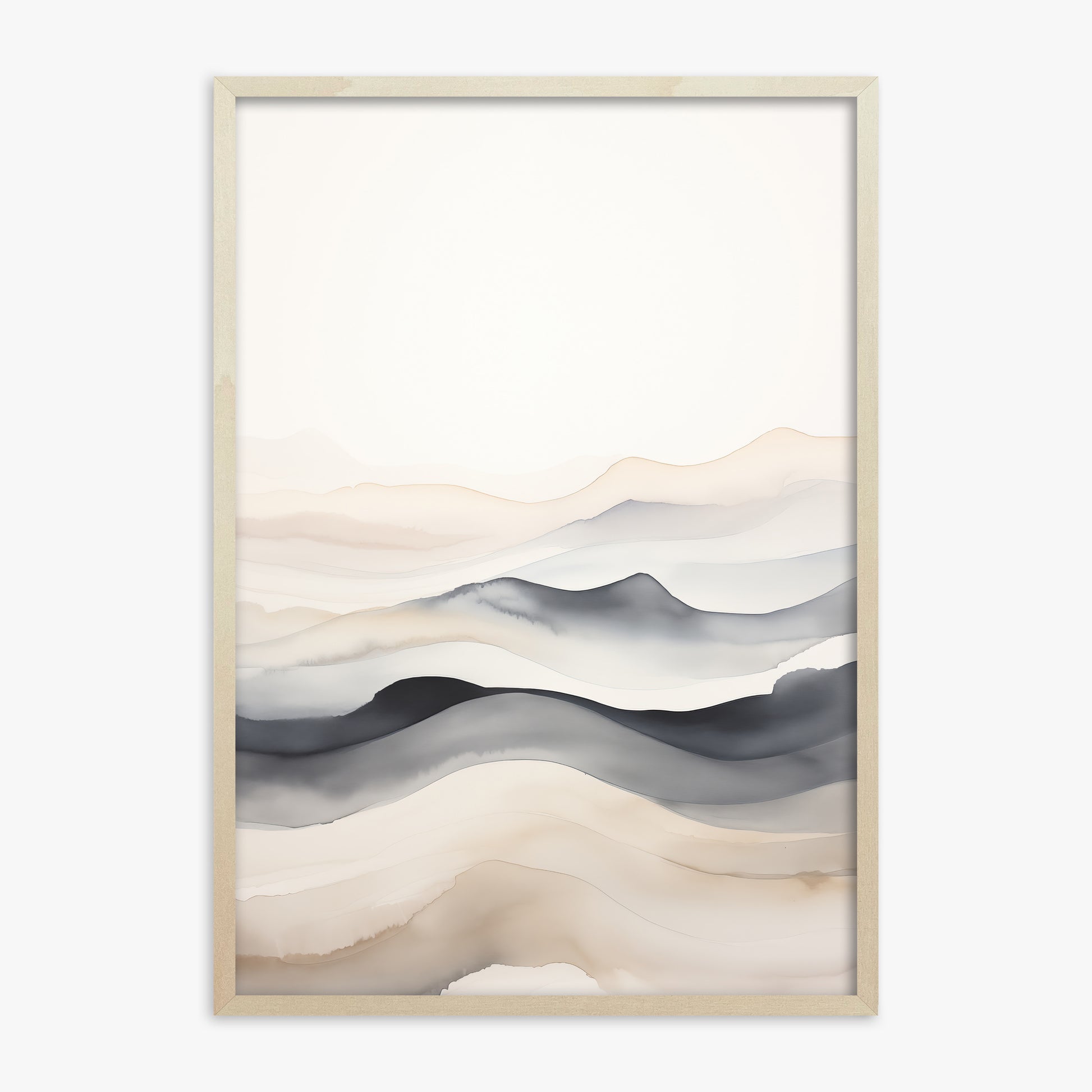 Misty Horizon Flow, 70x100cm Framed Poster With Lime Wood Frame