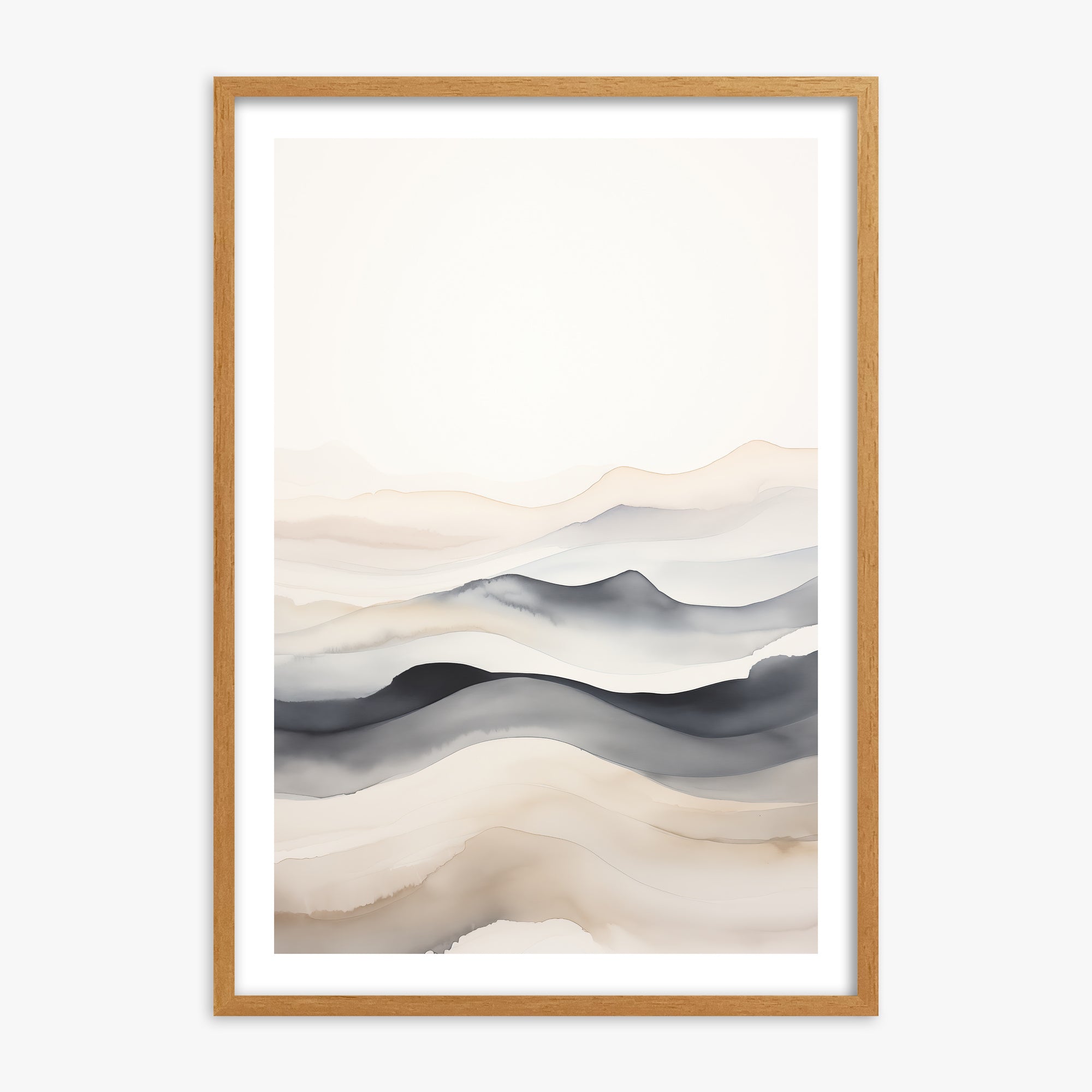Misty Horizon Flow, 70x100cm Framed Poster With Oak Frame