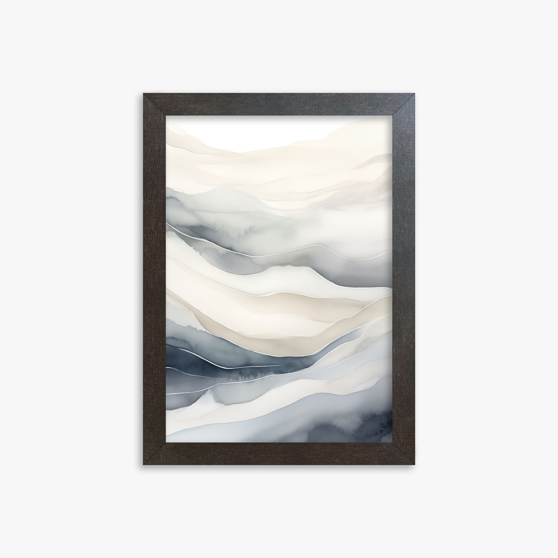 Misty Mountains Flow, 21x30cm Framed Poster With Espresso Frame