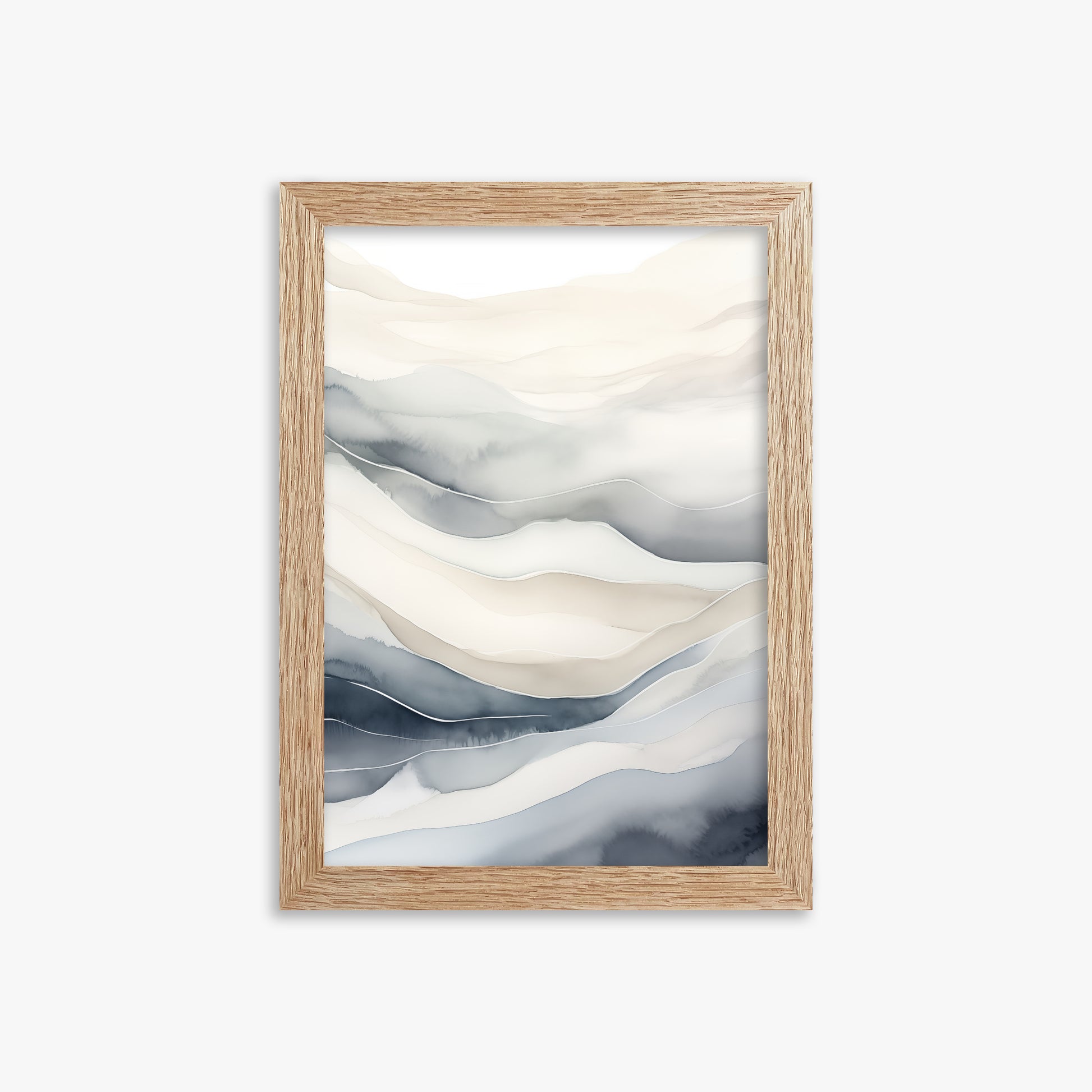 Misty Mountains Flow, 21x30cm Framed Poster With Raw Oak Frame