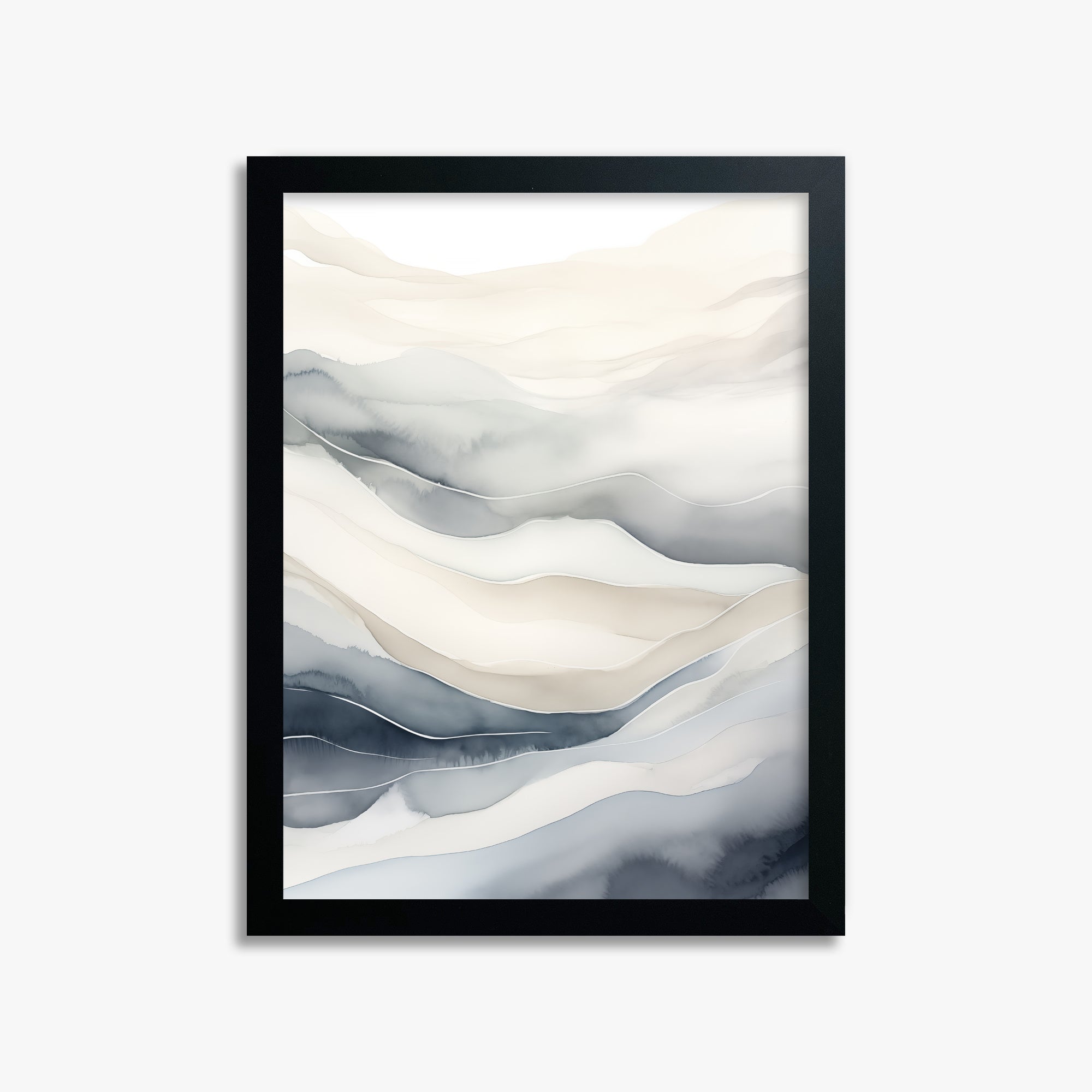 Misty Mountains Flow, 30x40cm Framed Poster With Black Frame