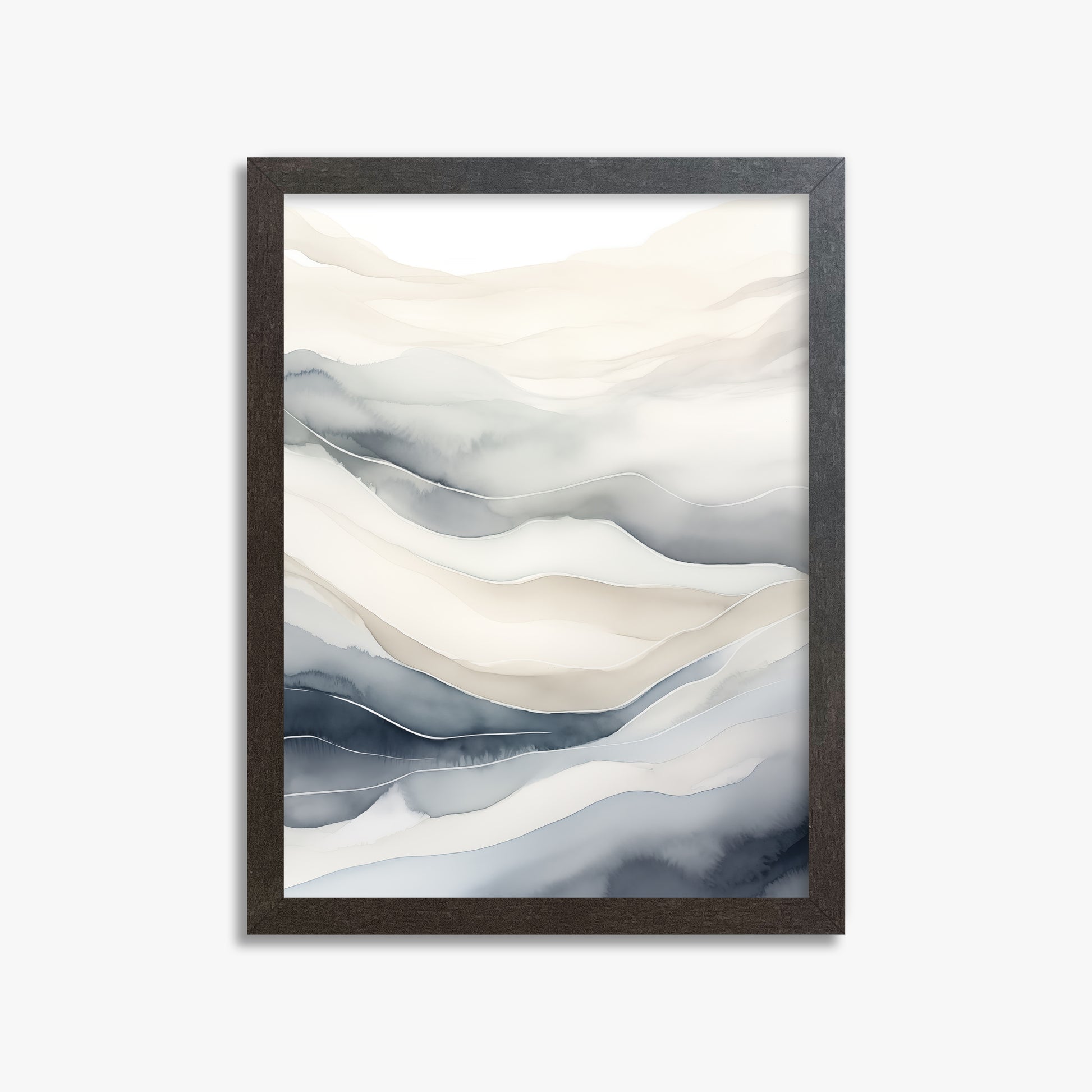 Misty Mountains Flow, 30x40cm Framed Poster With Espresso Frame