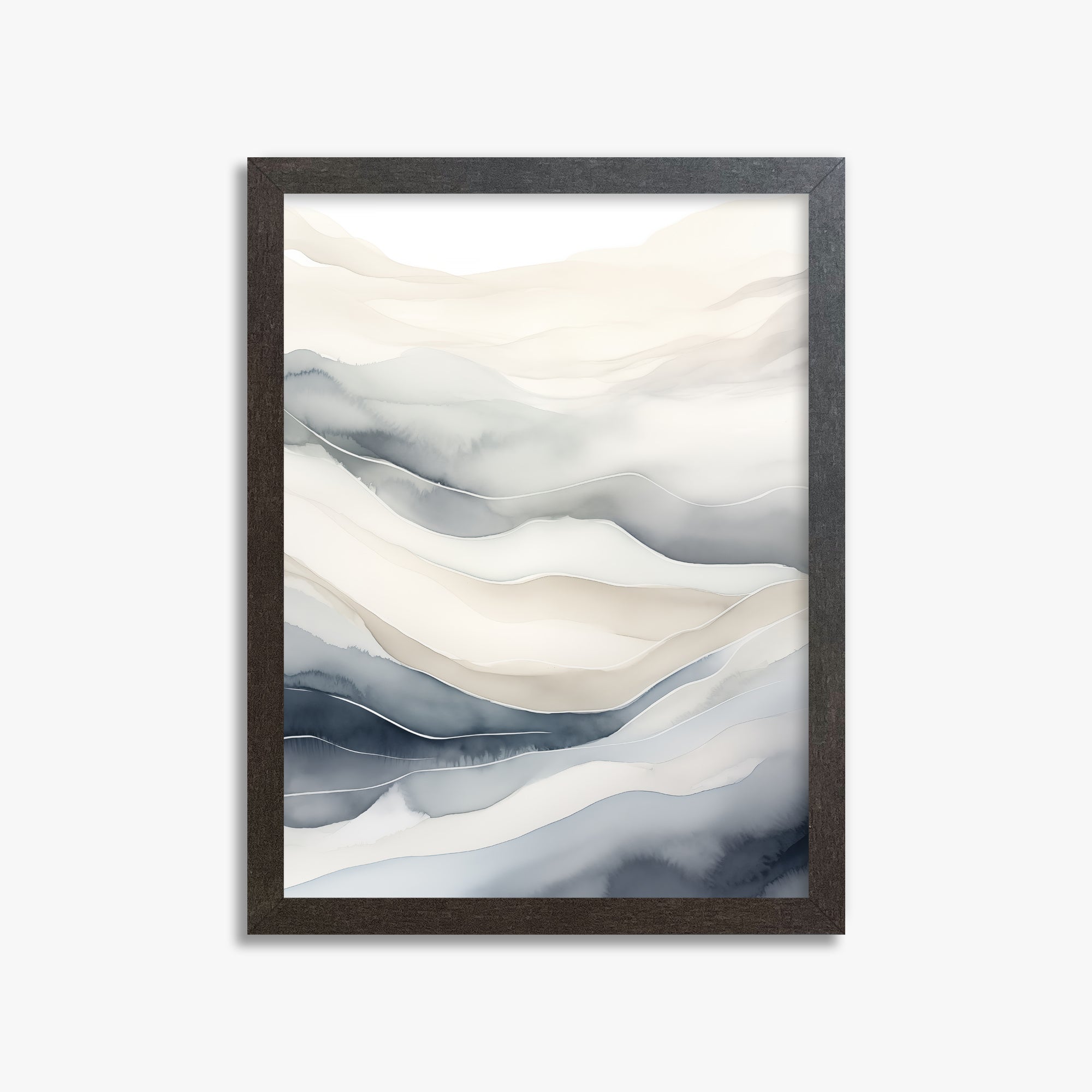 Misty Mountains Flow, 30x40cm Framed Poster With Espresso Frame