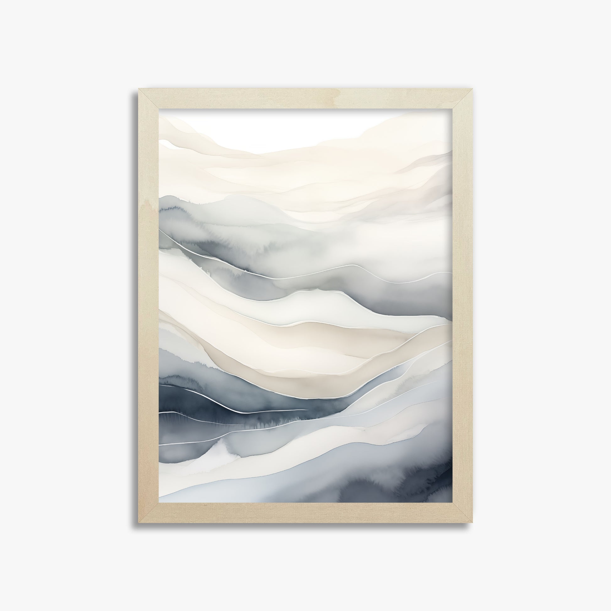 Misty Mountains Flow, 30x40cm Framed Poster With Lime Wood Frame