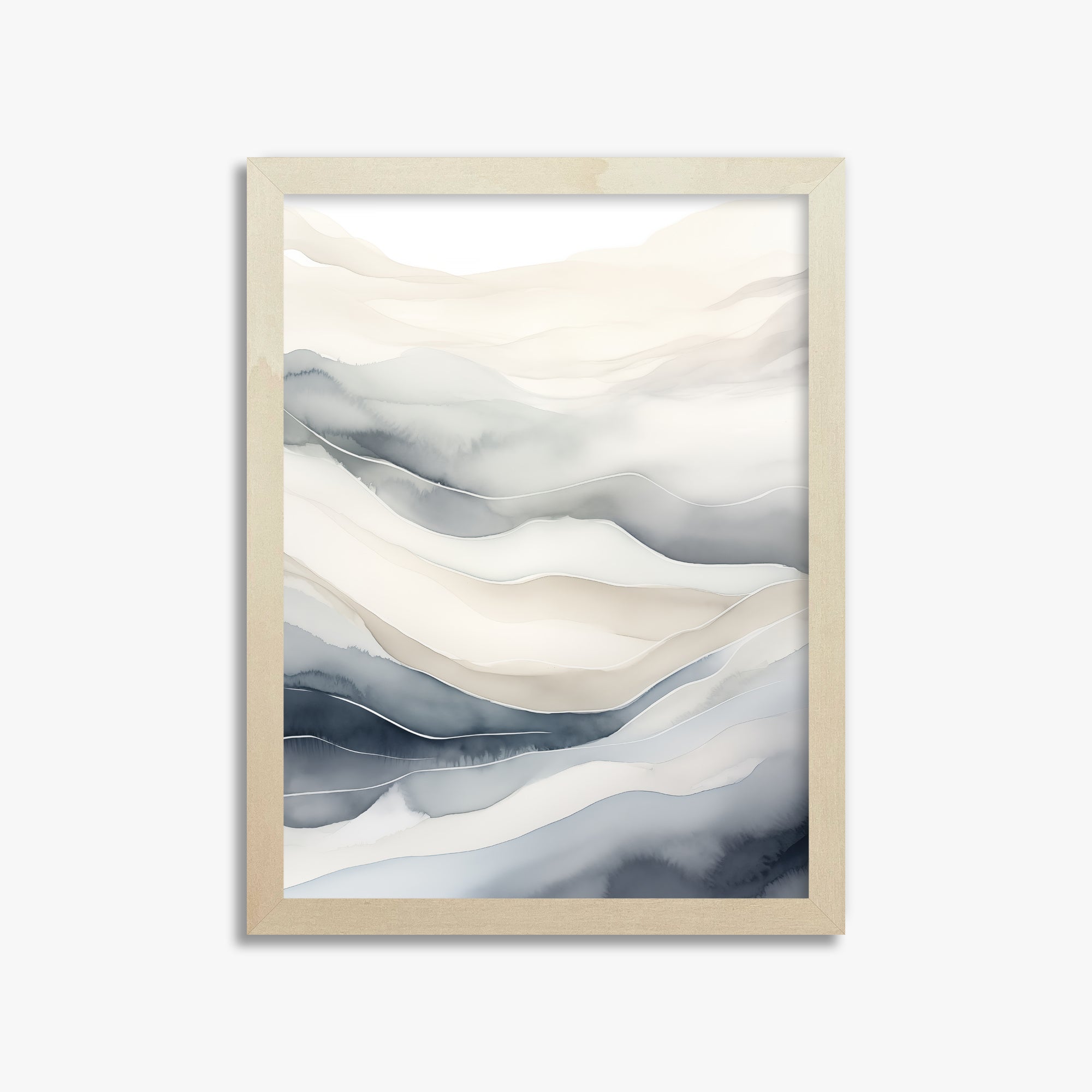 Misty Mountains Flow, 30x40cm Framed Poster With Lime Wood Frame