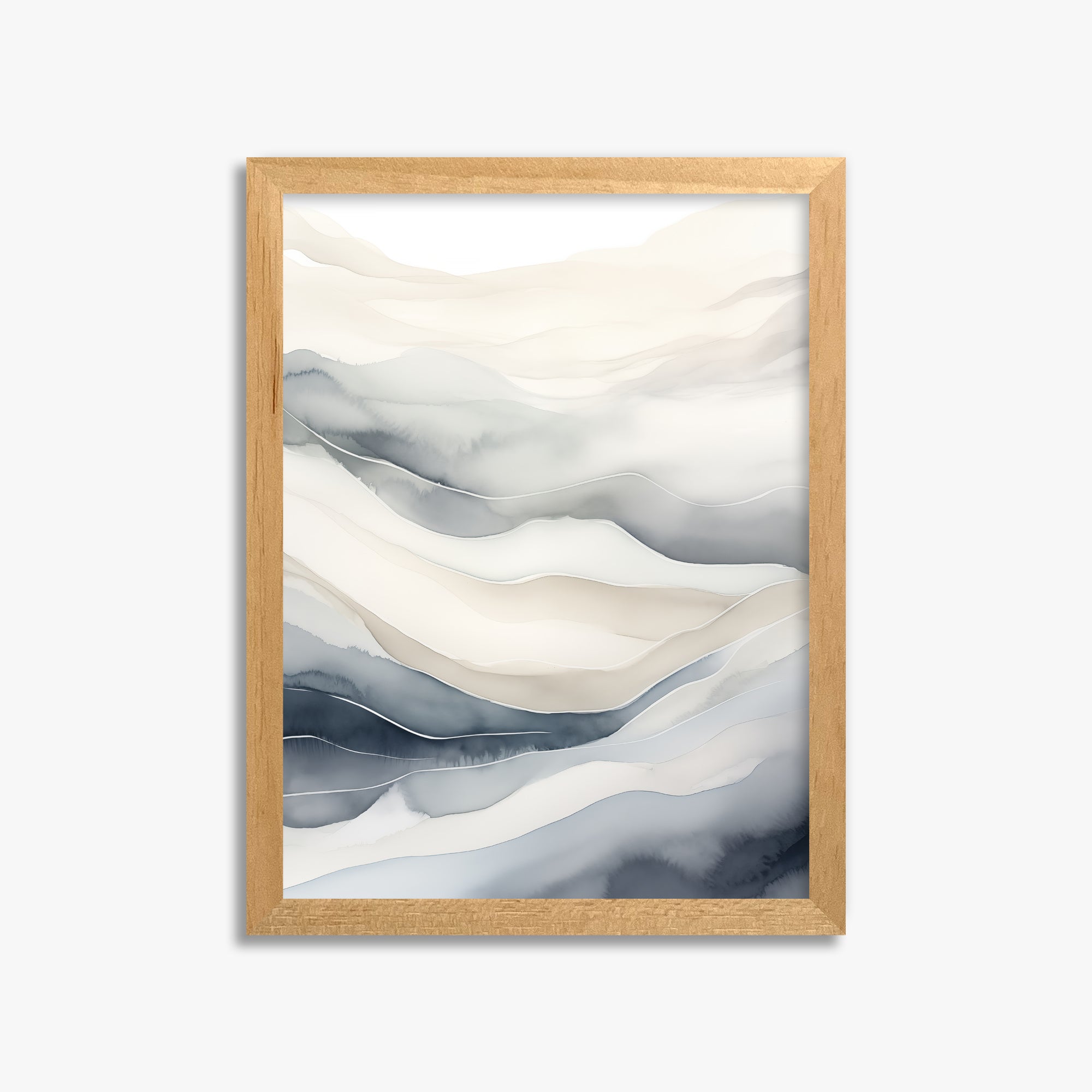 Misty Mountains Flow, 30x40cm Framed Poster With Oak Frame