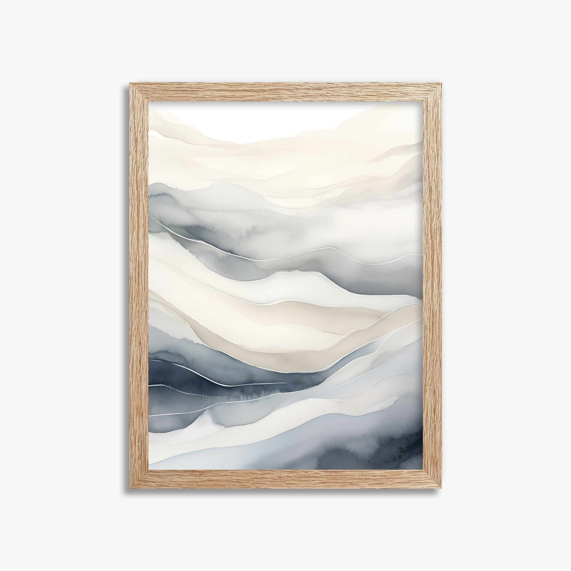 Misty Mountains Flow, 30x40cm Framed Poster With Raw Oak Frame